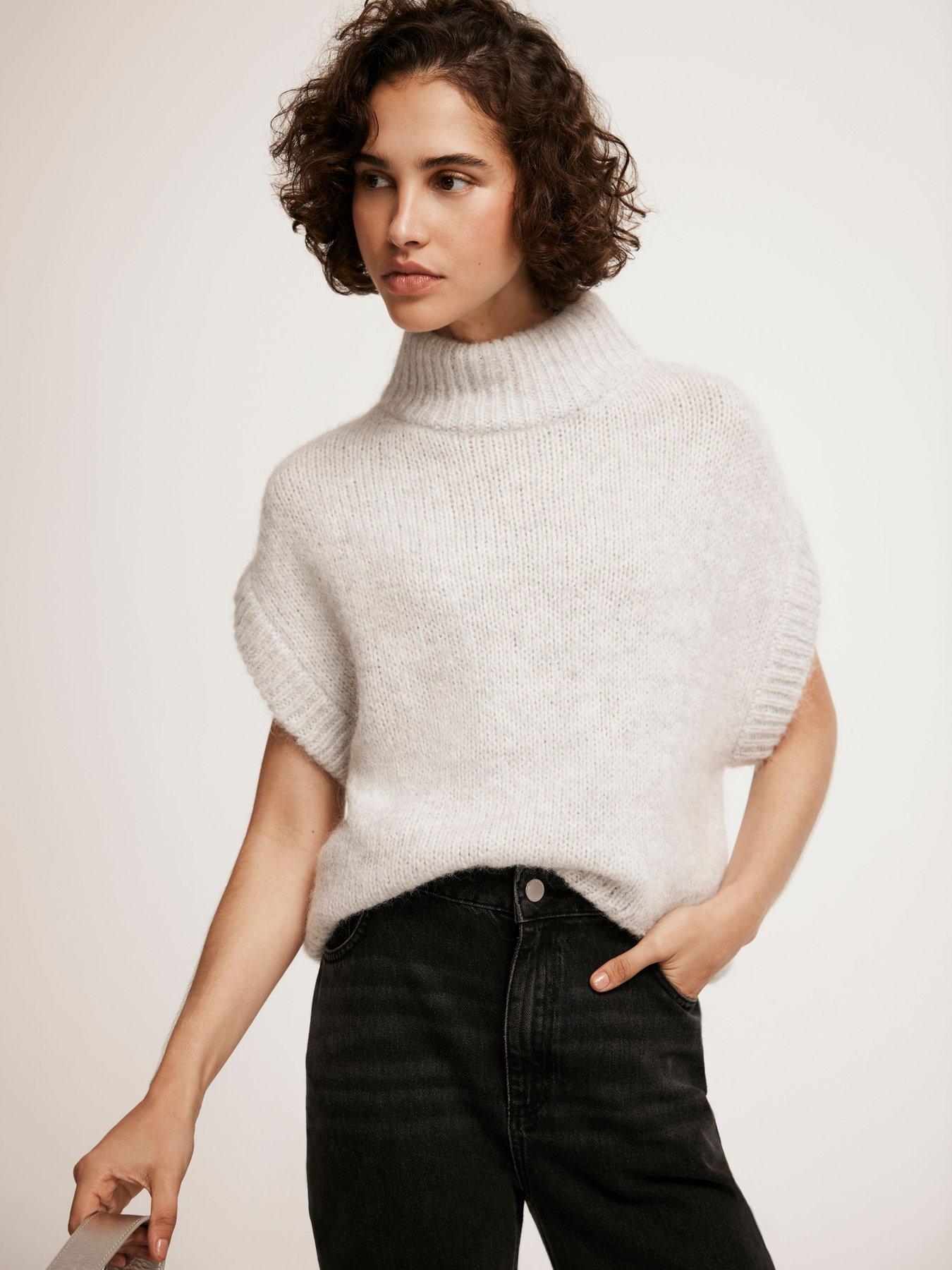 undefined Wool Blend Knit Top - Grey