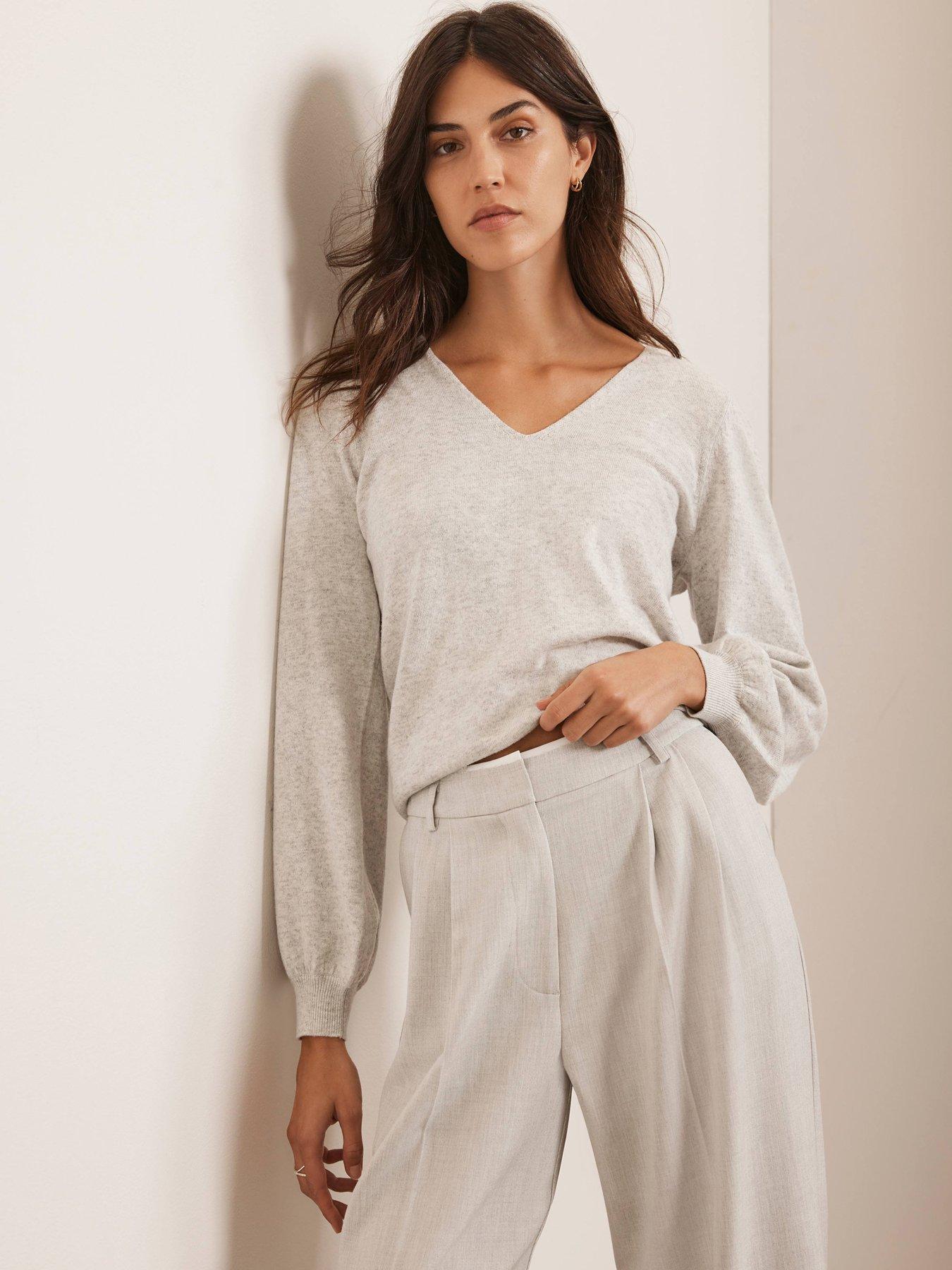  image of mint-velvet-v-neck-jumper-grey