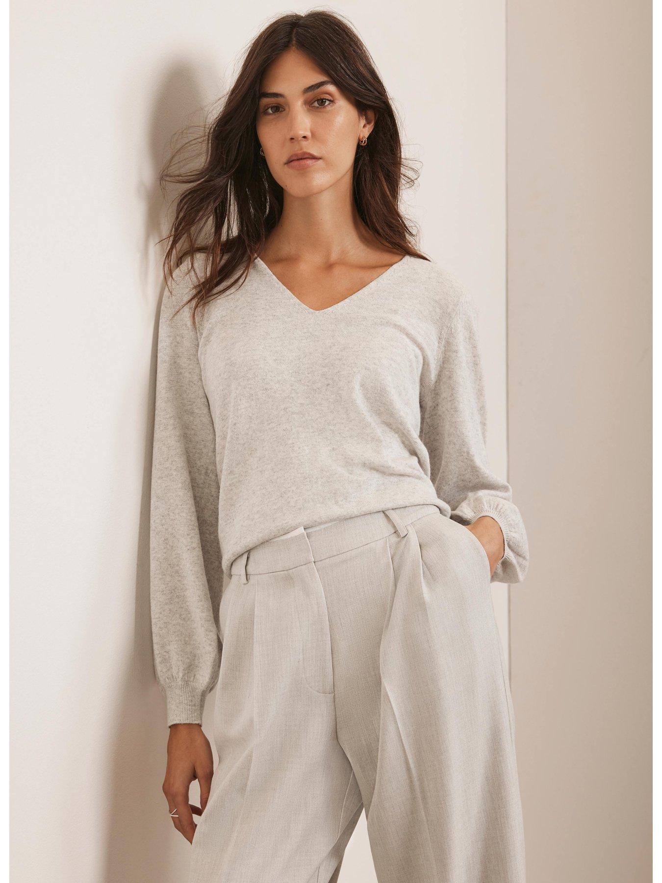  image of mint-velvet-v-neck-jumper-grey