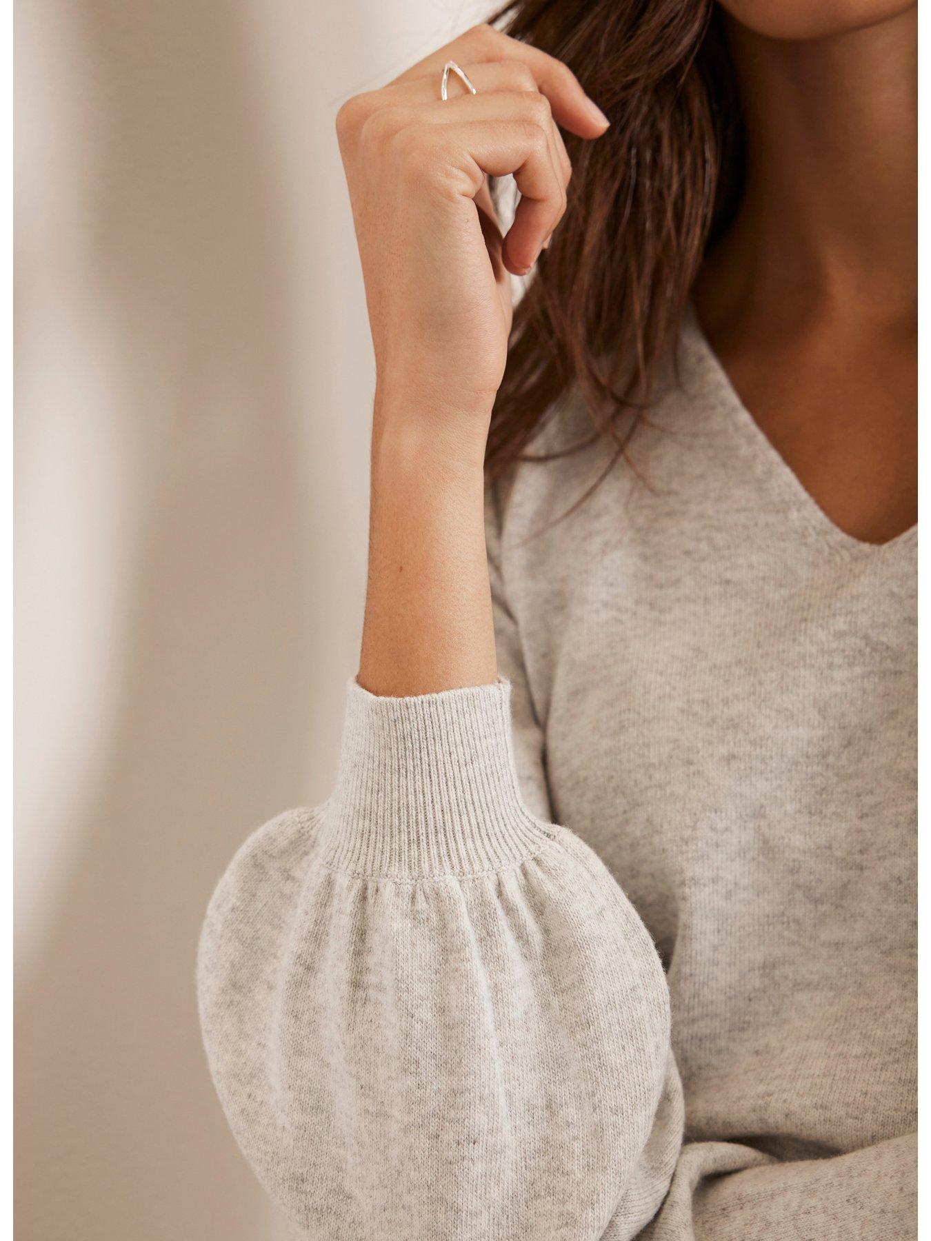  image of mint-velvet-v-neck-jumper-grey