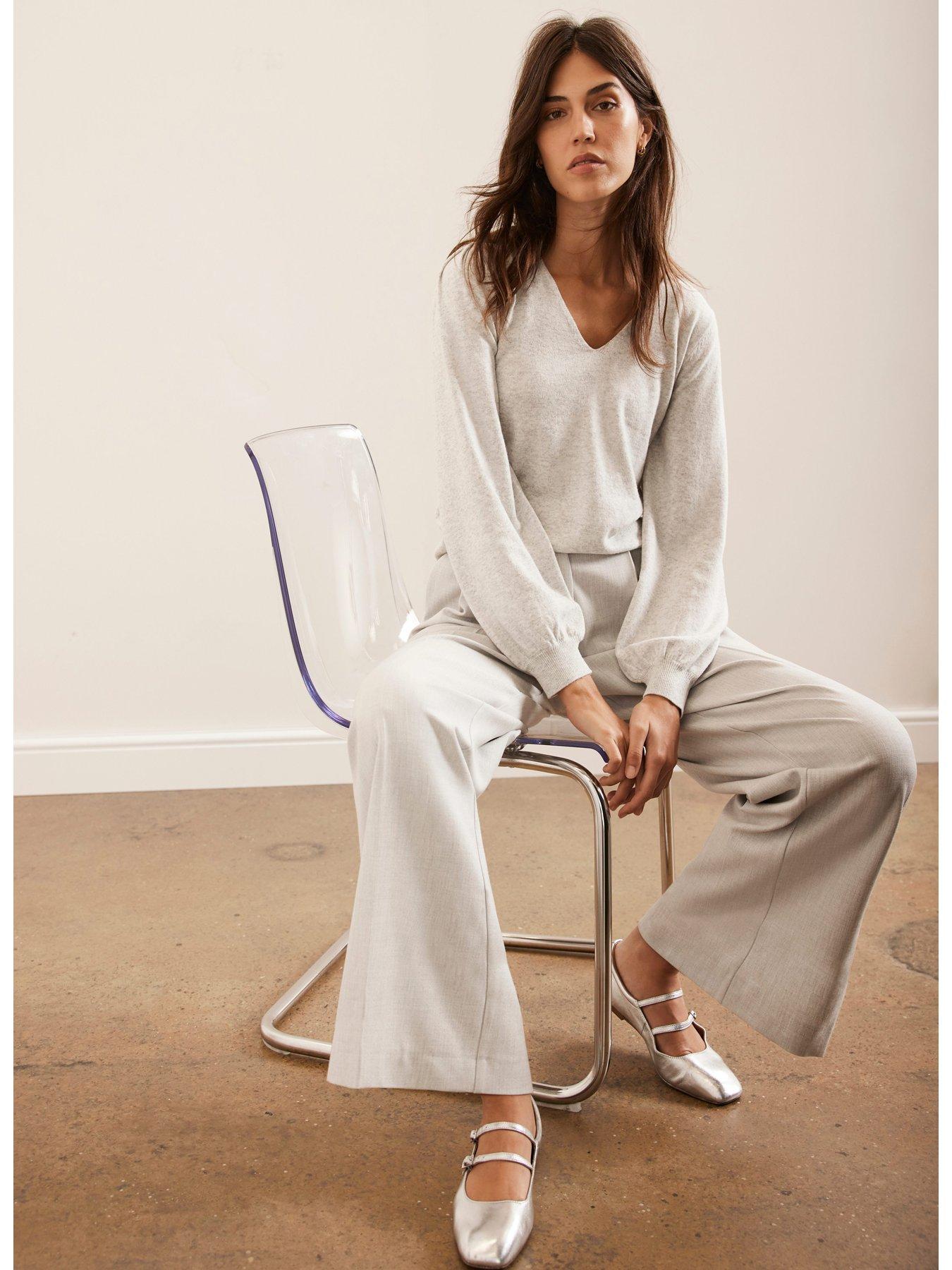  image of mint-velvet-v-neck-jumper-grey