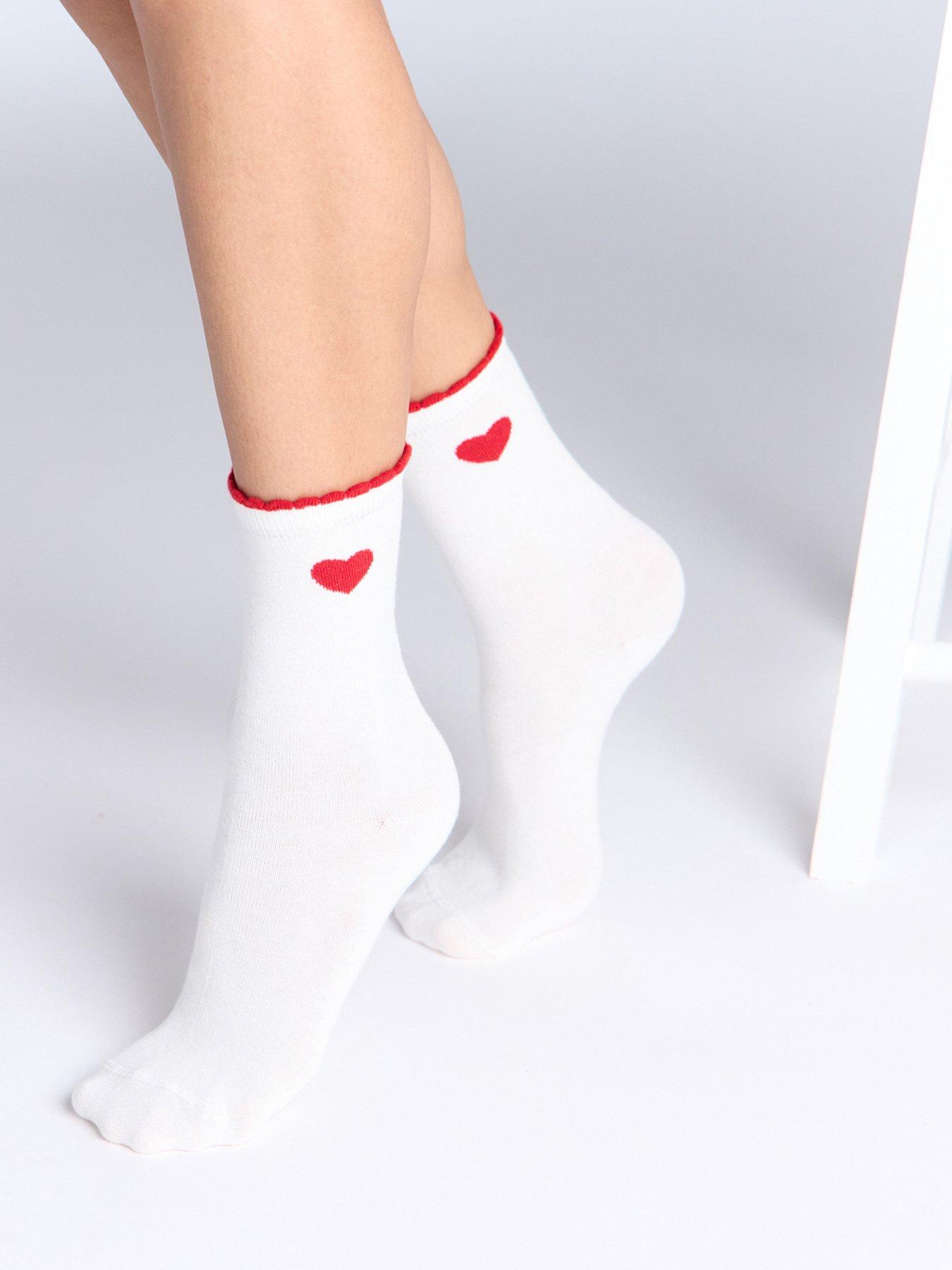  image of boux-avenue-heart-cotton-2-pack-ankle-socks-pink-mix