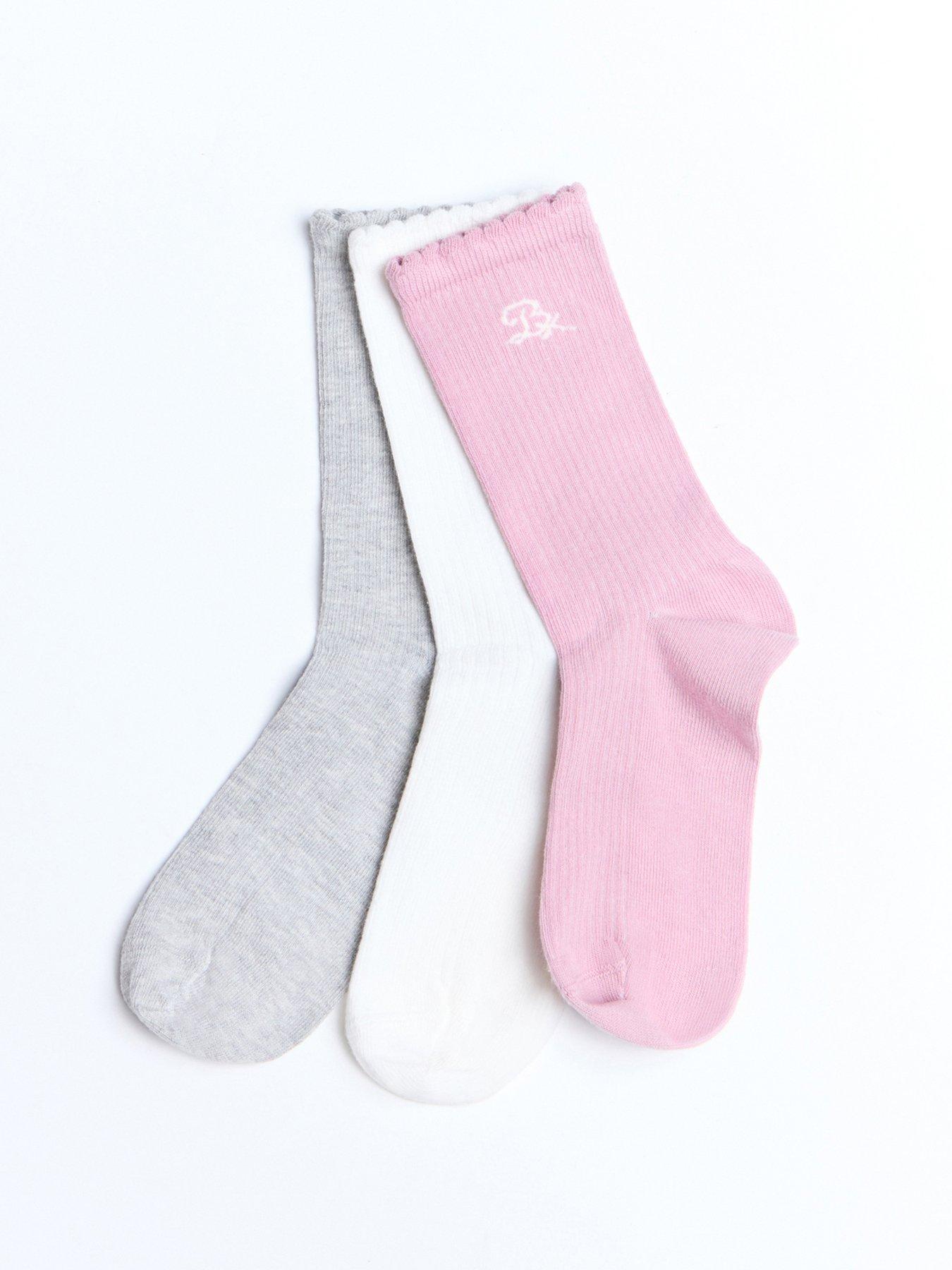  image of boux-avenue-scallop-3-pack-cotton-socks-pink-mix