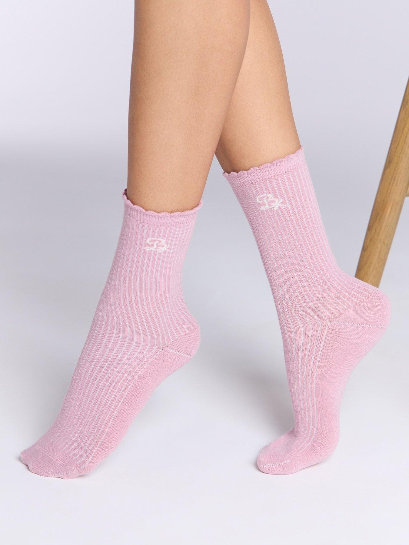  image of boux-avenue-scallop-3-pack-cotton-socks-pink-mix