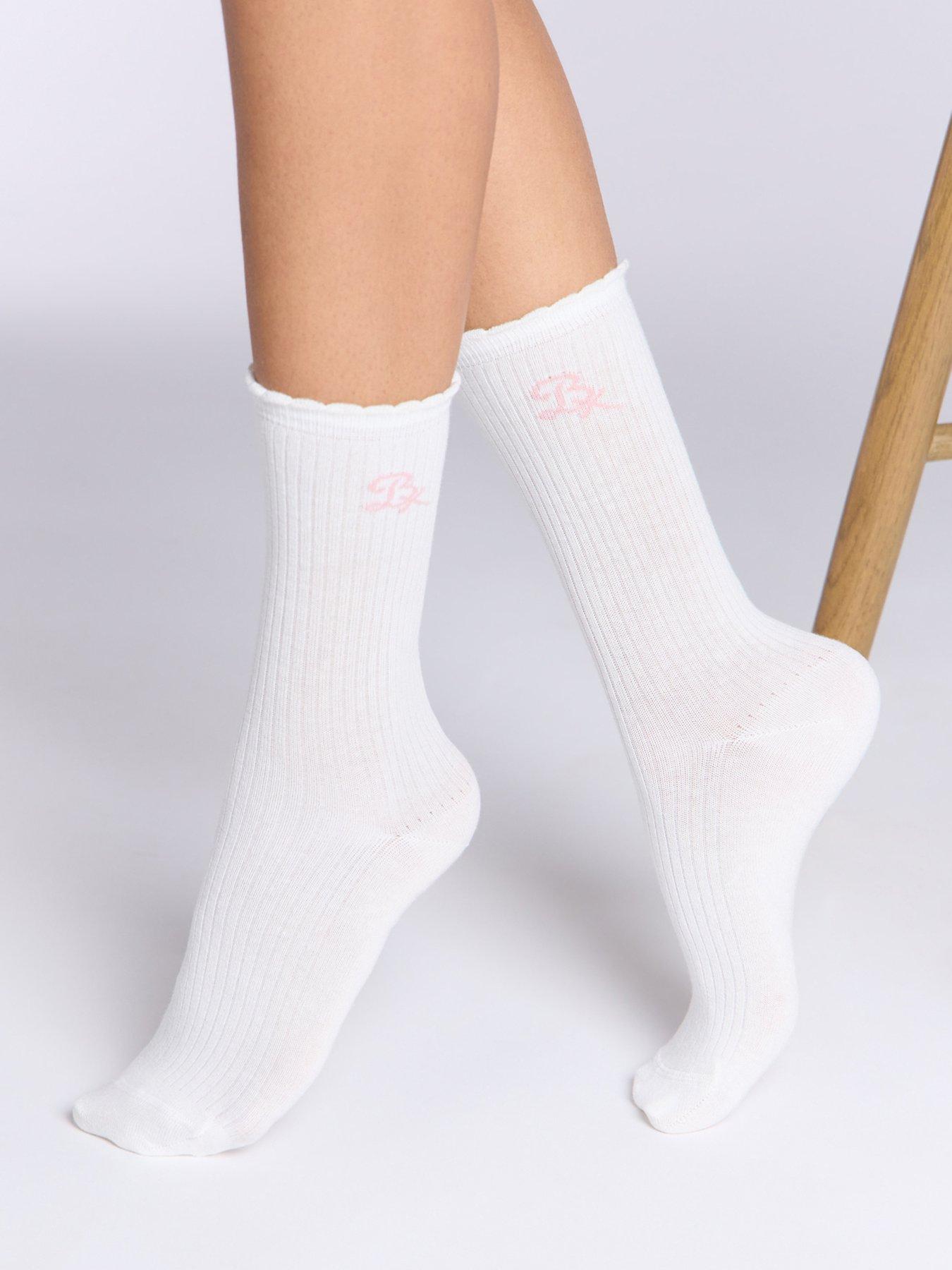  image of boux-avenue-scallop-3-pack-cotton-socks-pink-mix