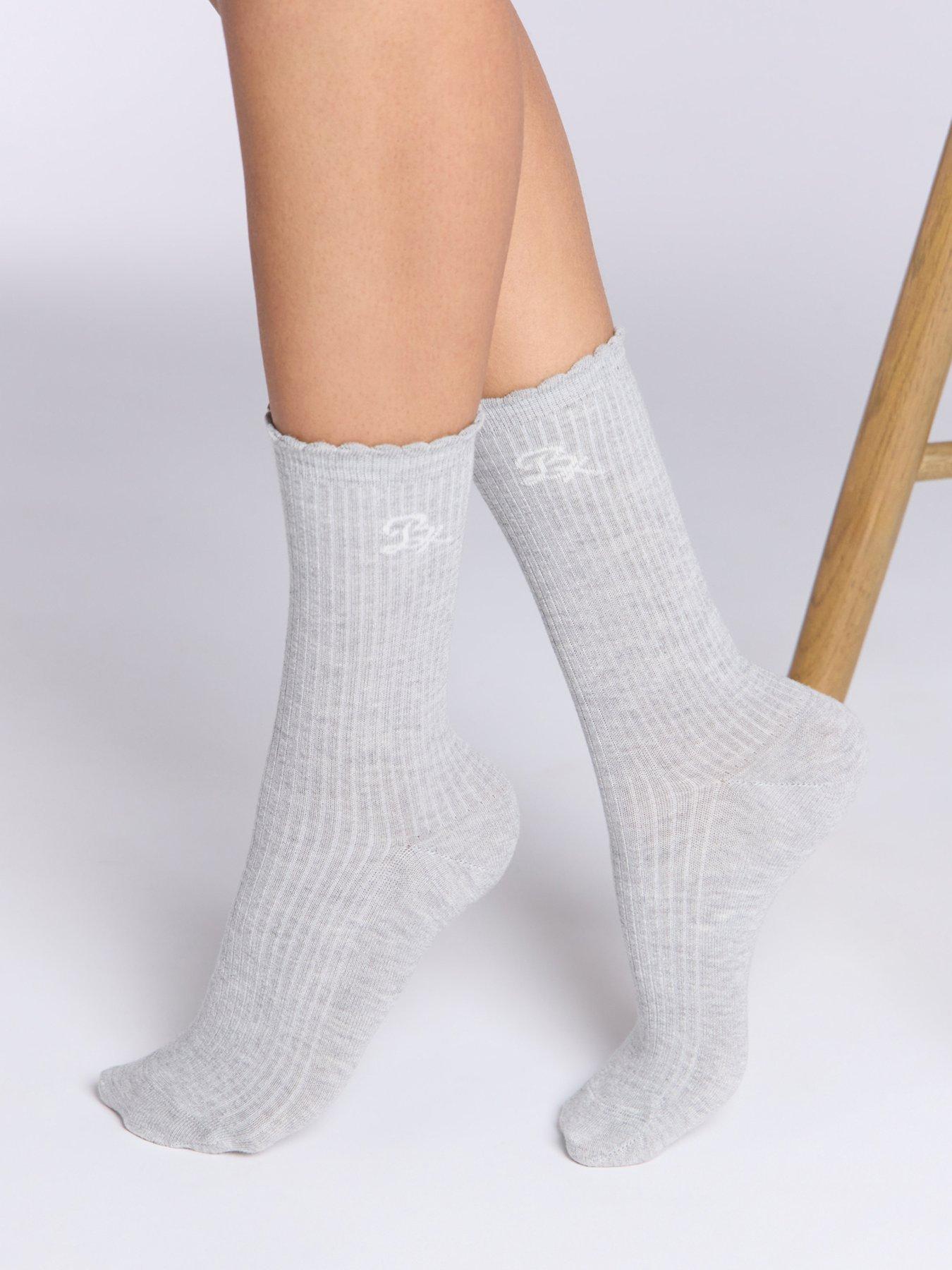  image of boux-avenue-scallop-3-pack-cotton-socks-pink-mix