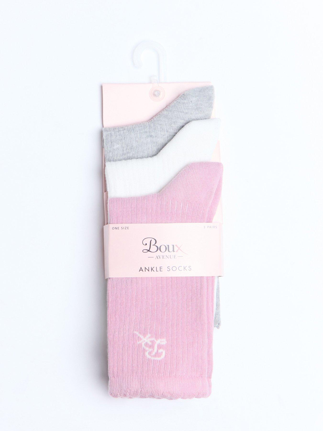  image of boux-avenue-scallop-3-pack-cotton-socks-pink-mix