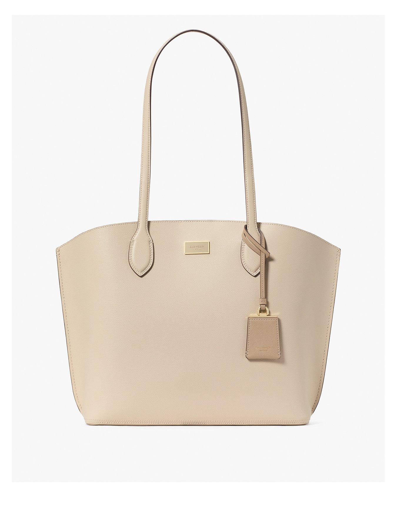 Image 1 of 3 of Kate Spade New York Suite Crossgrain Leather Large Open Tote Bag - Beige