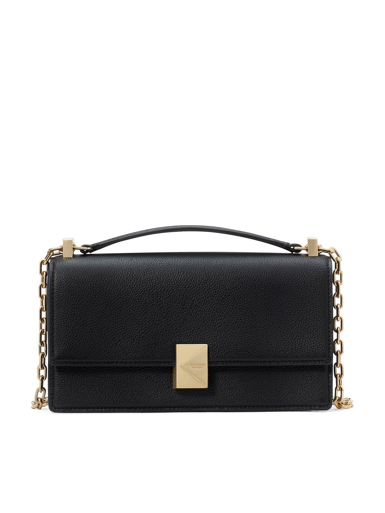 Image 1 of 3 of Kate Spade New York Deco Pebbled Leather Mini Flap Chain Crossbody Bag - Black