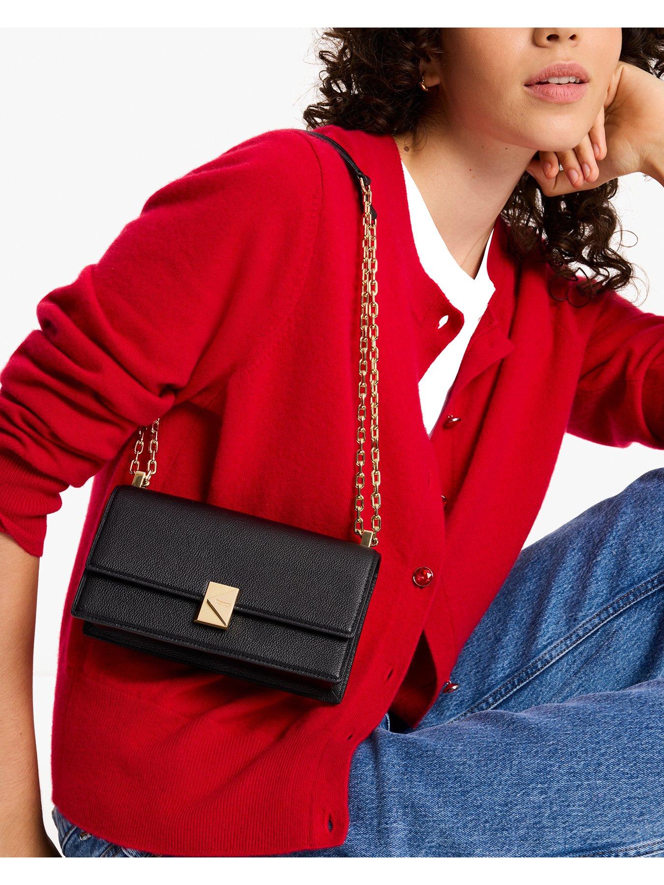 Image 2 of 3 of Kate Spade New York Deco Pebbled Leather Mini Flap Chain Crossbody Bag - Black