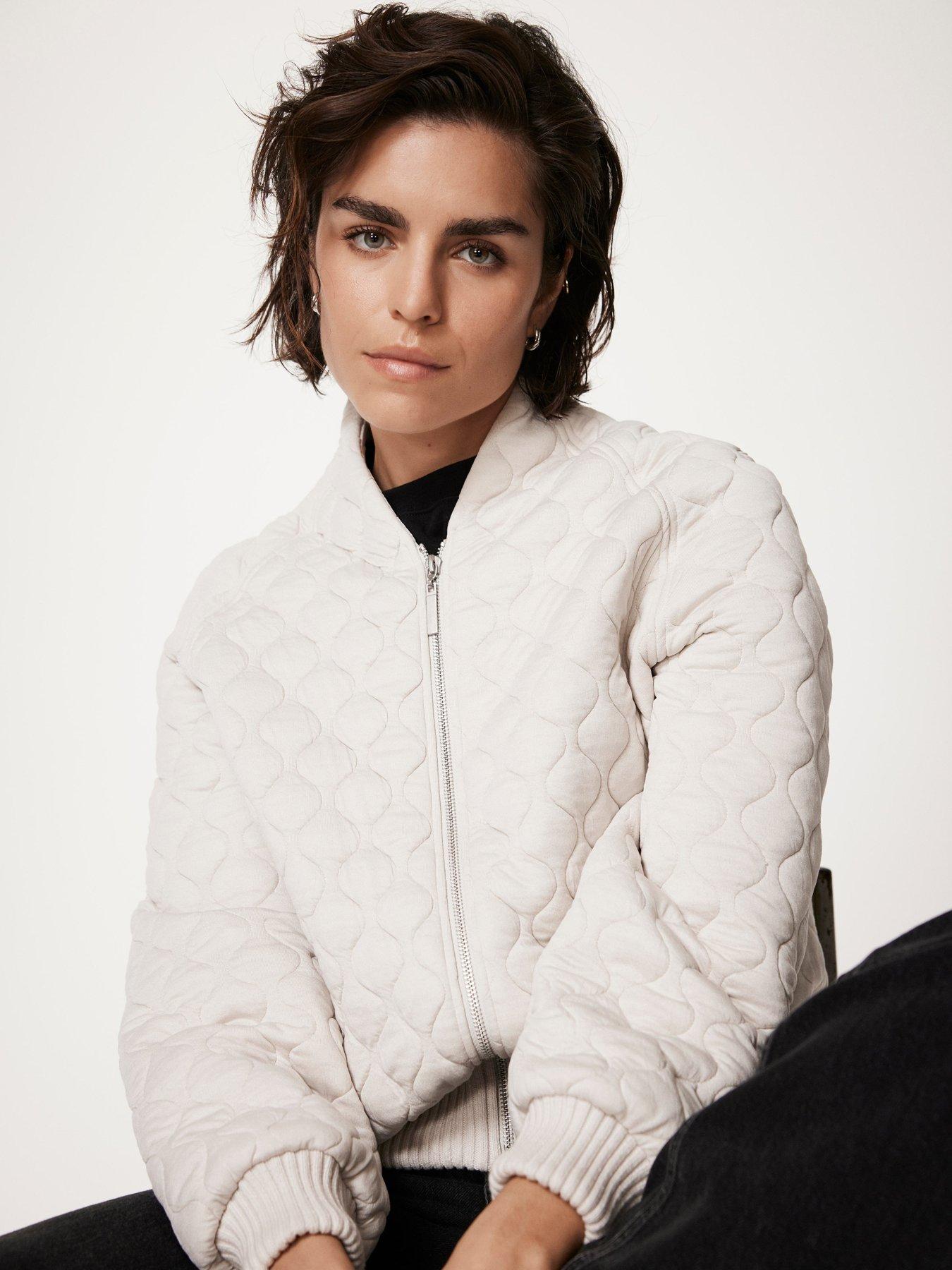 undefined Quilted Cotton Blend Jacket - Cream