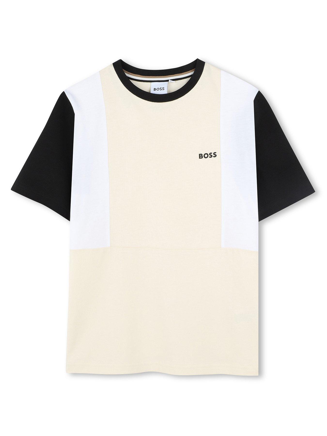 boss-boys-colour-block-short-sleeve-t-shirt-beige