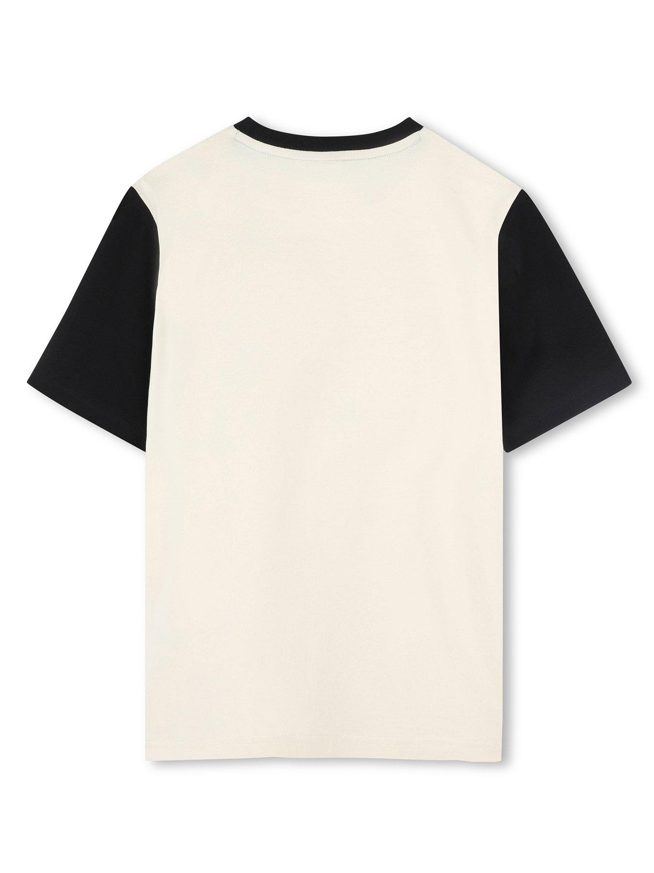  image of boss-boys-colour-block-short-sleeve-t-shirt-beige