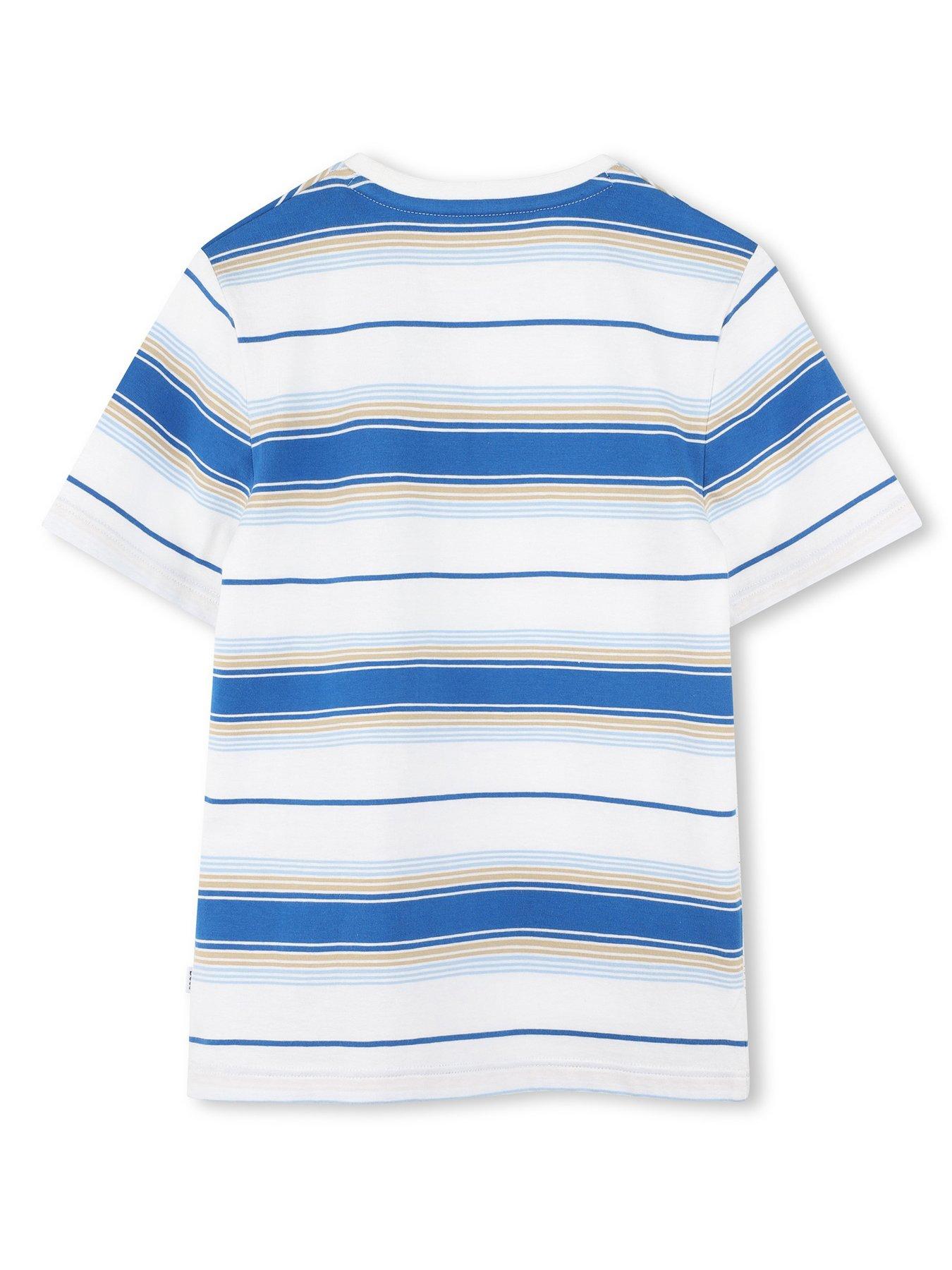  image of boss-boys-stripe-short-sleeve-t-shirt-light-blue