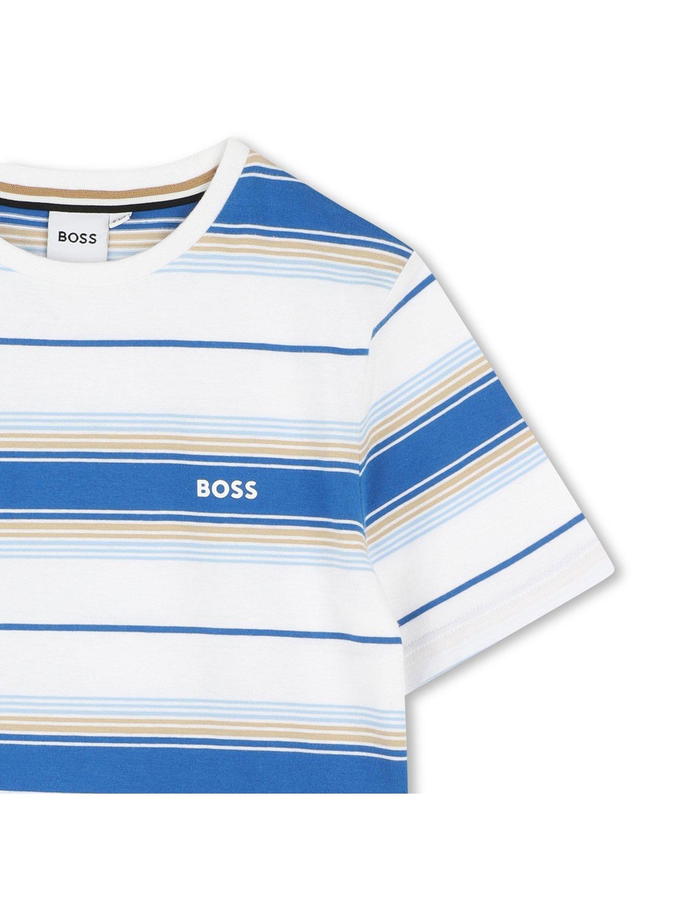  image of boss-boys-stripe-short-sleeve-t-shirt-light-blue