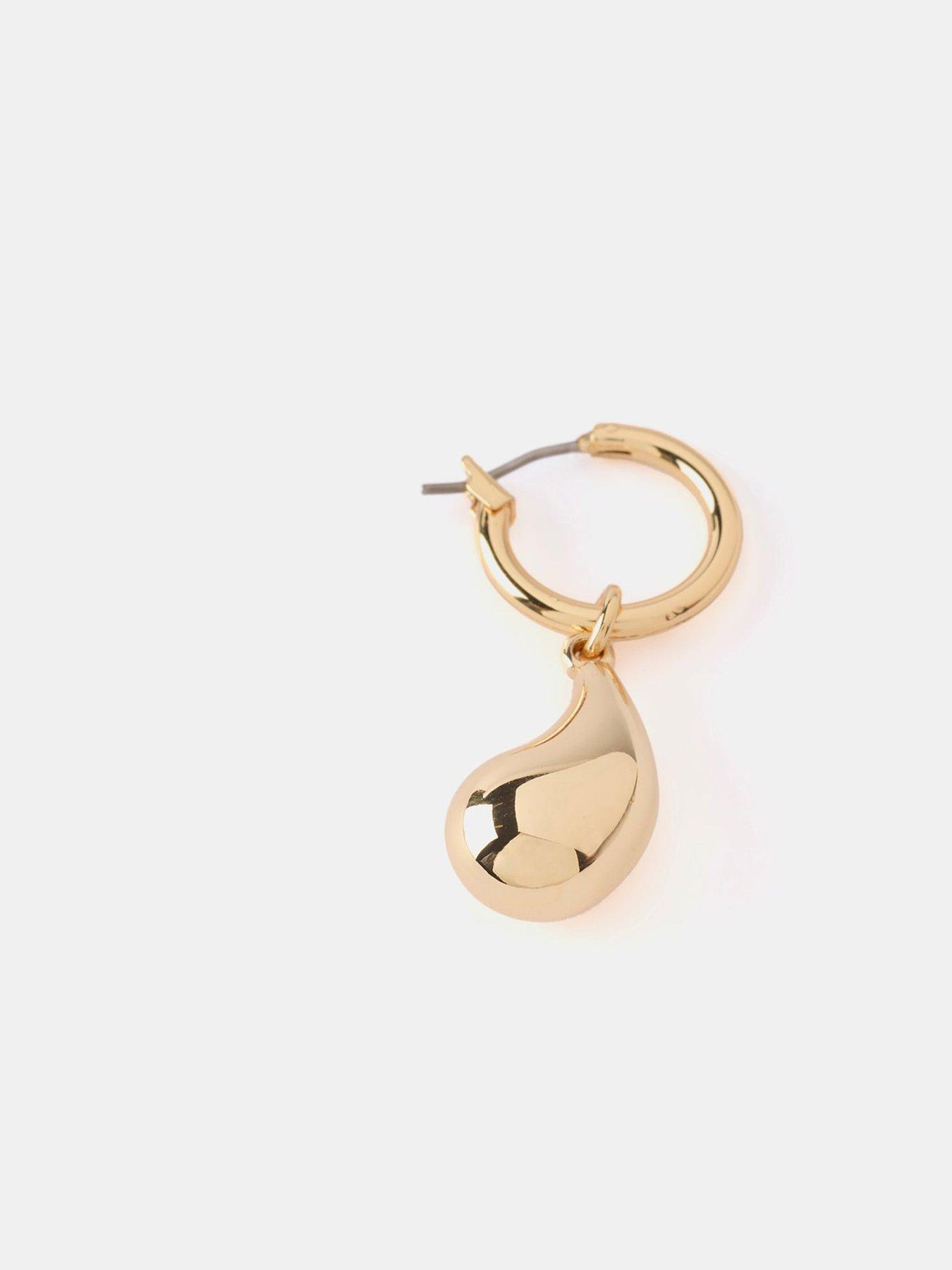  image of mint-velvet-gold-tone-drop-hoop-earrings-gold