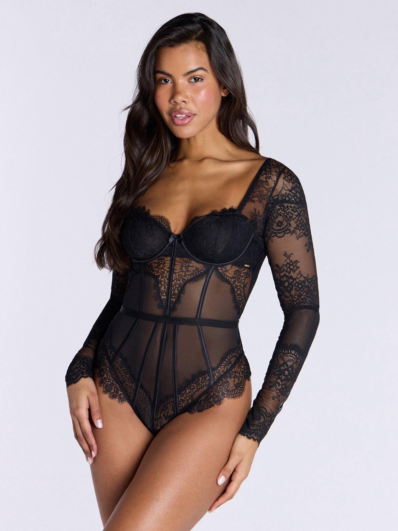 Image 1 of 5 of Boux Avenue Tamara Long Sleeve Bodysuit - Black