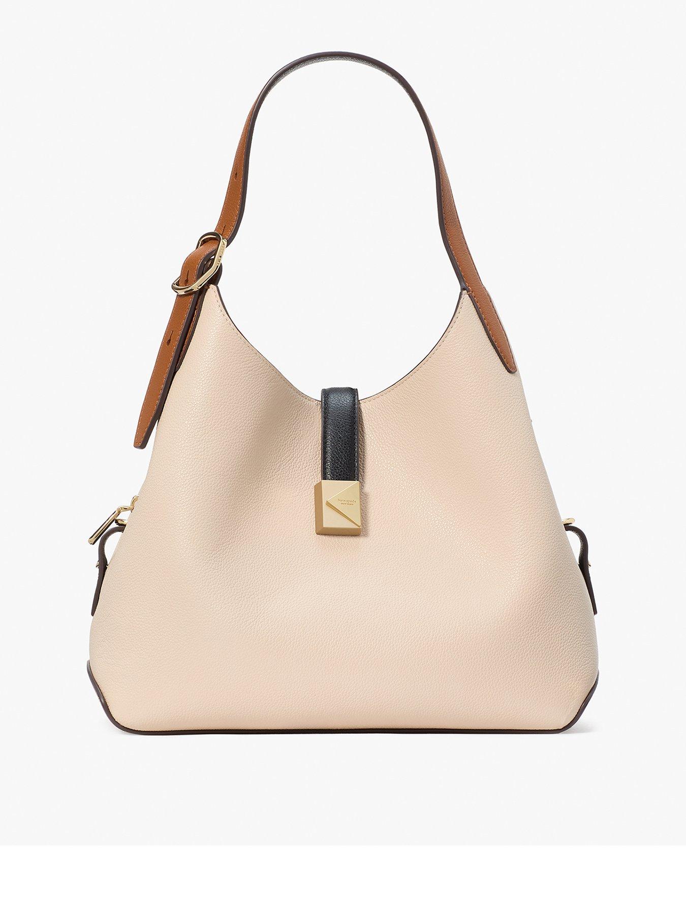 Image 1 of 3 of Kate Spade New York Deco Colorblocked Pebbled Leather Crossbody Bag Tote Bag - Beige