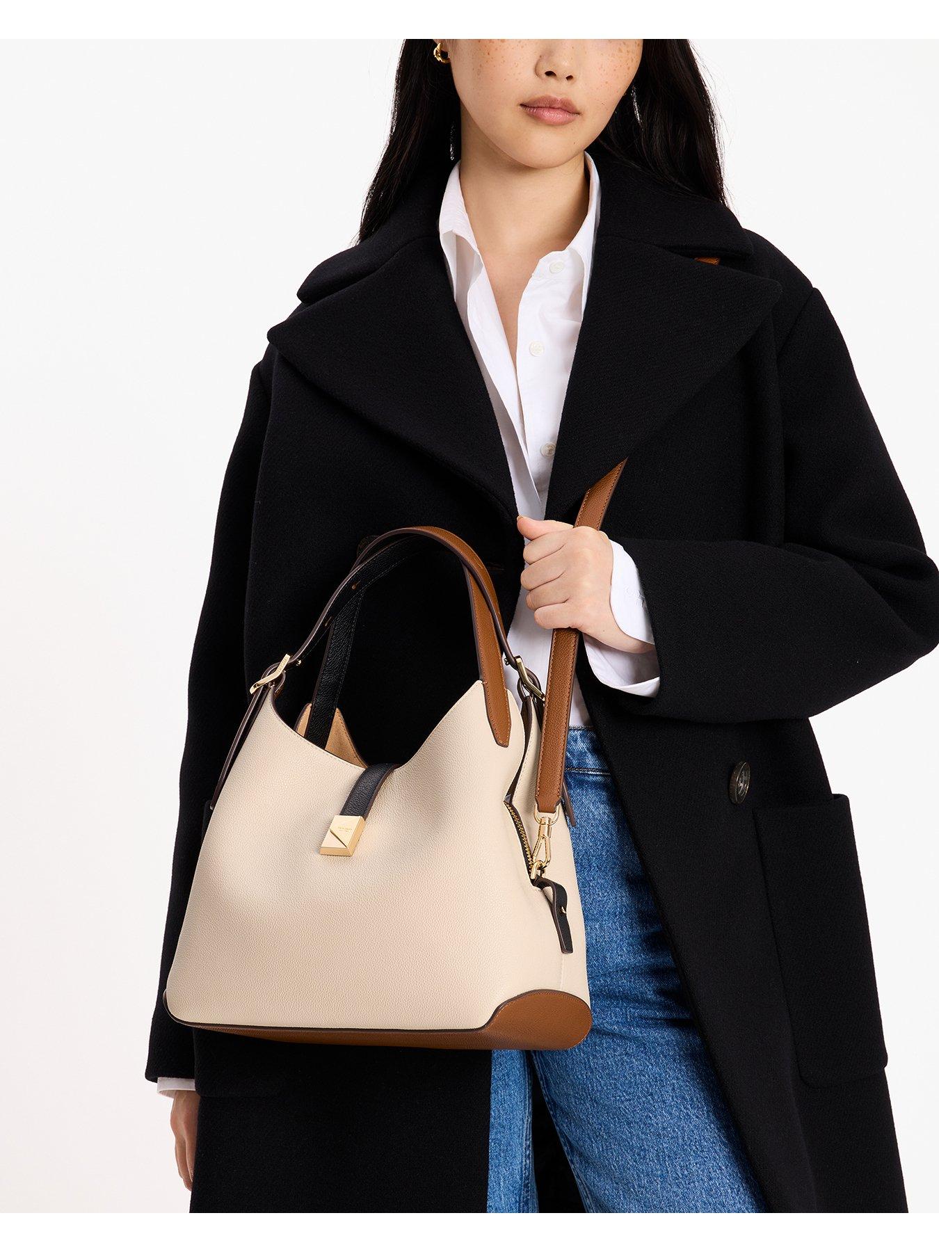 Image 2 of 3 of Kate Spade New York Deco Colorblocked Pebbled Leather Crossbody Bag Tote Bag - Beige