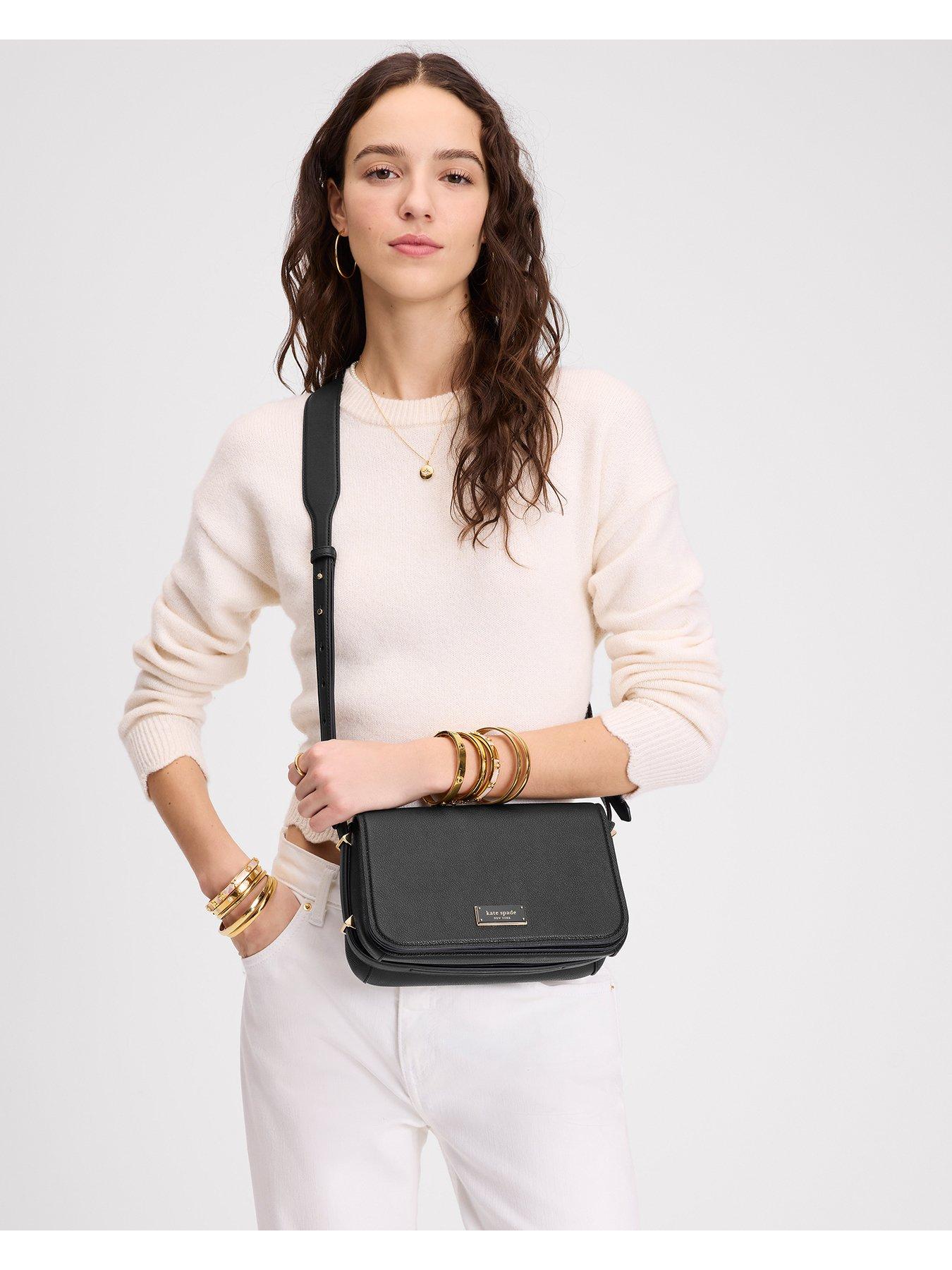 Image 2 of 3 of Kate Spade New York Liv Pebbled Leather Small Flap Crossbody Bag - Black