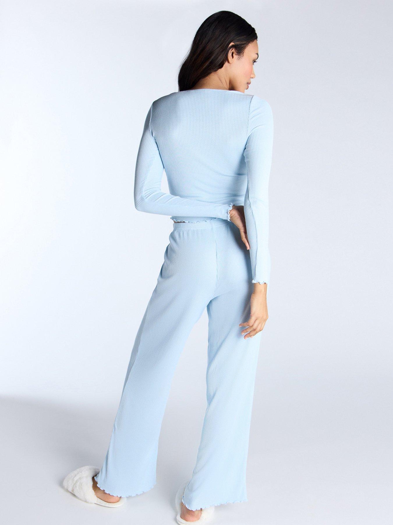  image of boux-avenue-rib-wrap-top-amp-pant-set-blue