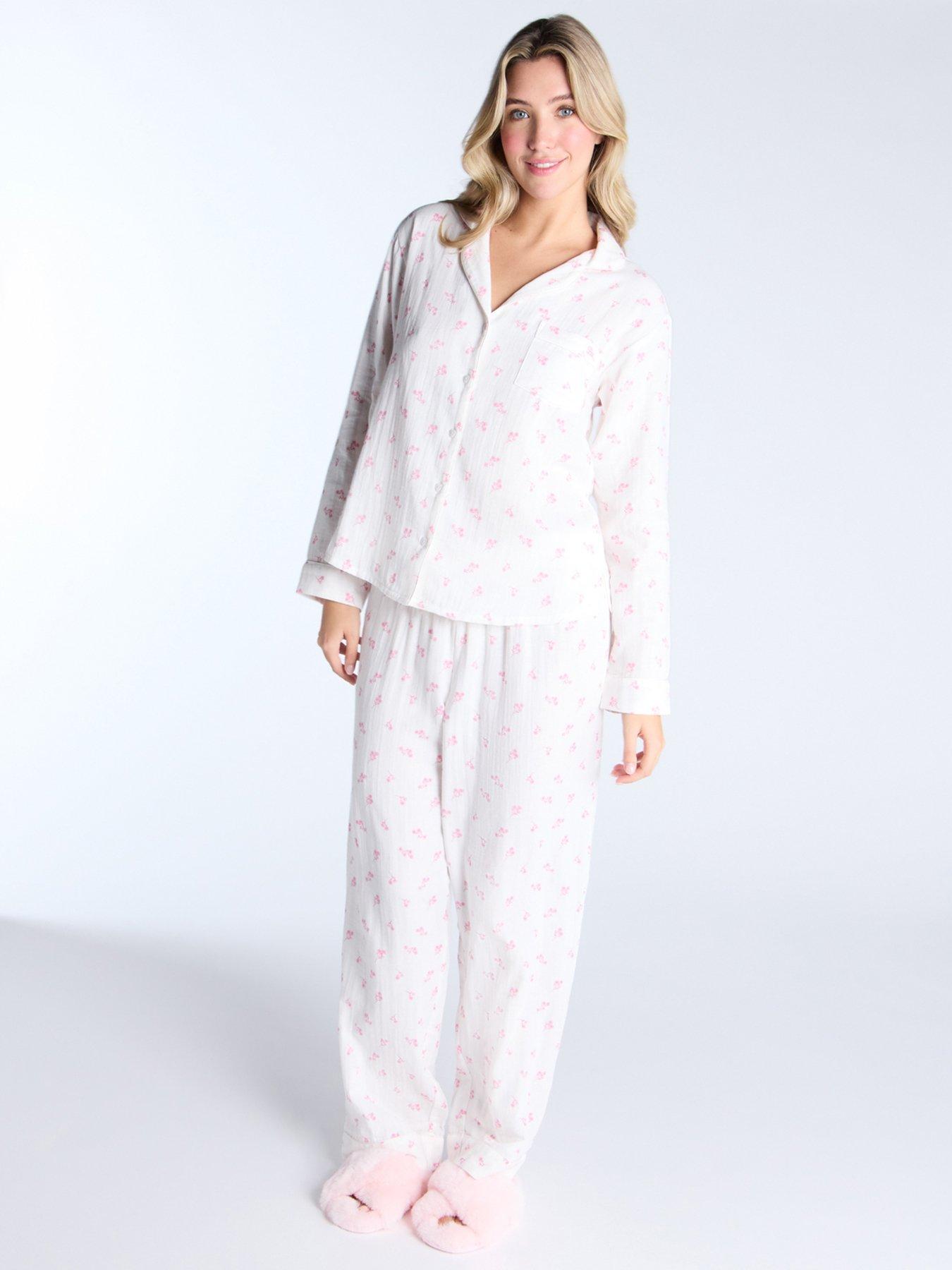 undefined Ditsy Floral Ls Revere  &  Pant Set - White Mix