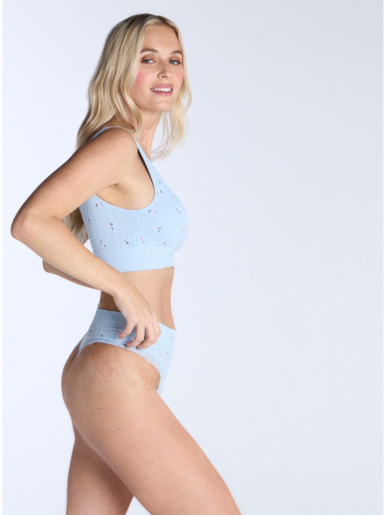  image of boux-avenue-floral-pointelle-thong-blue-mix