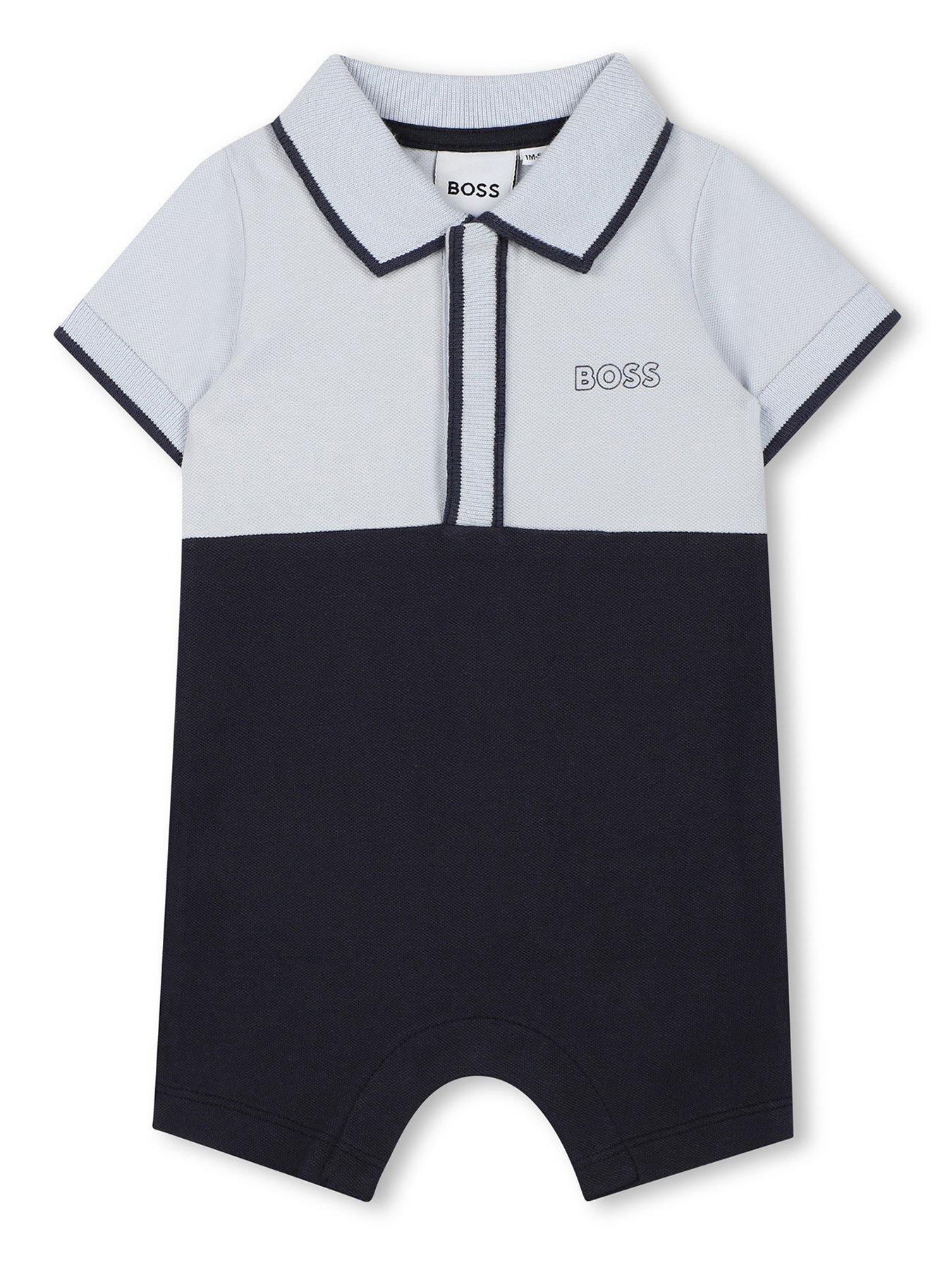  image of boss-newborn-baby-boys-colour-block-romper-navy