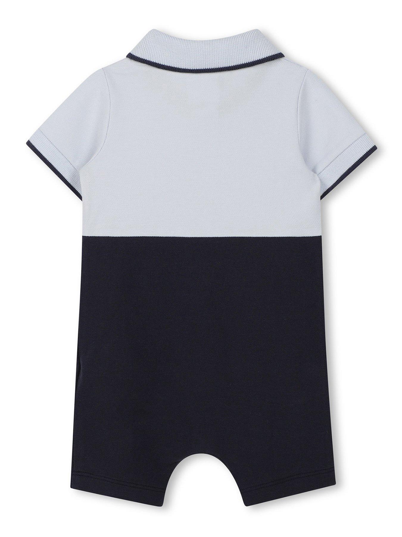  image of boss-newborn-baby-boys-colour-block-romper-navy