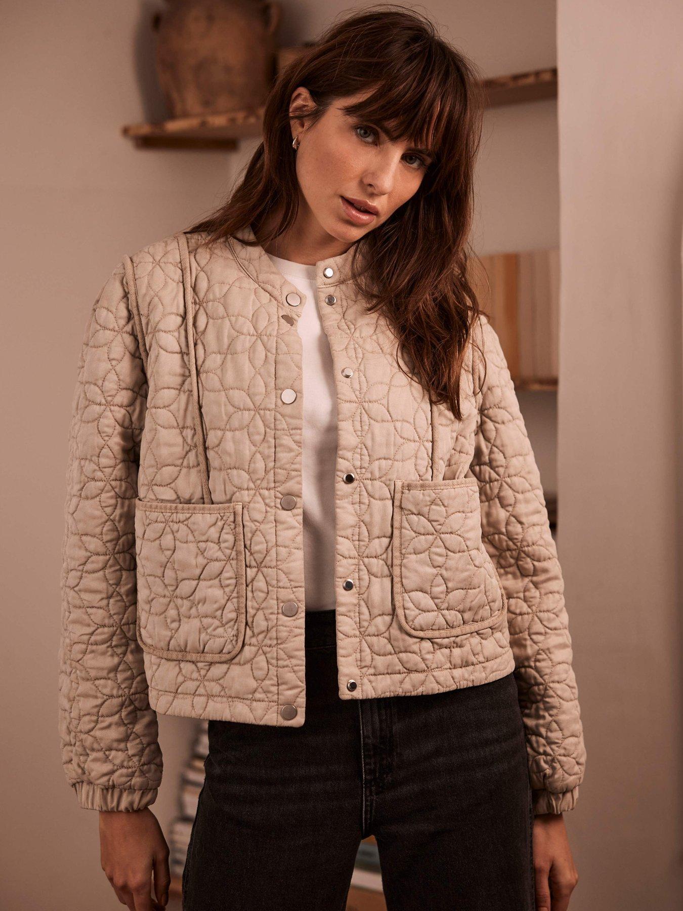 undefined Beige Washed Quilted Jacket