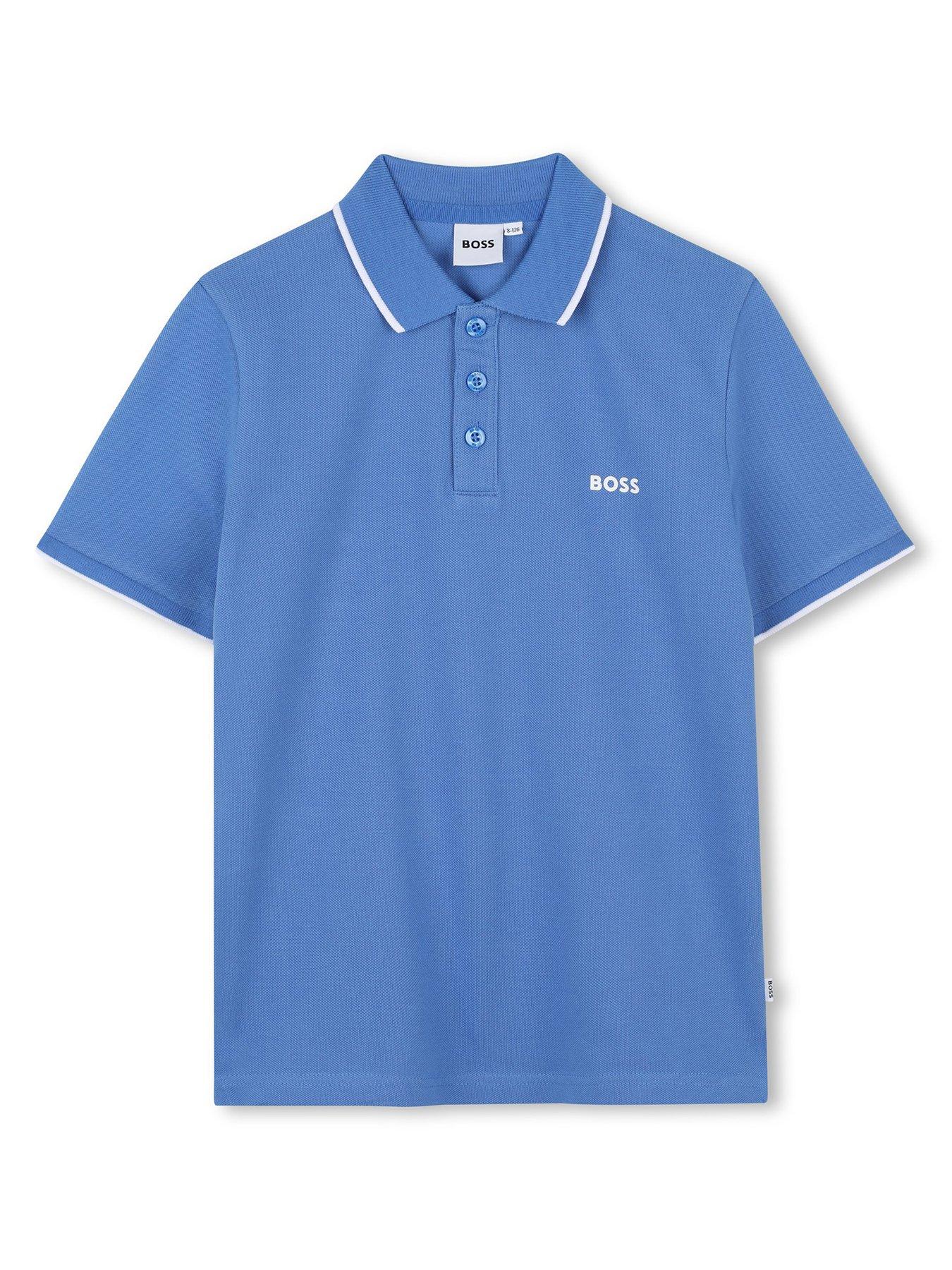 BOSS Boys Short Sleeve Logo Polo Shirt - Blue