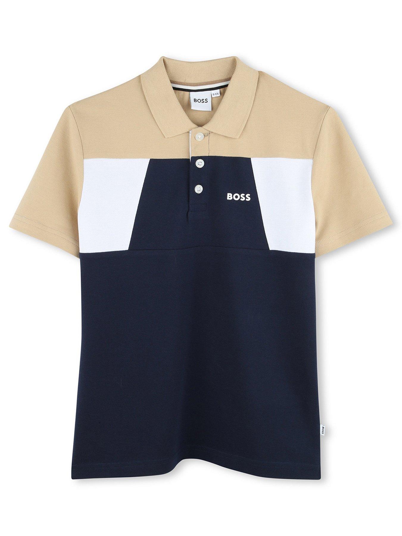 BOSS Boys Colour Block Polo Shirt - Navy