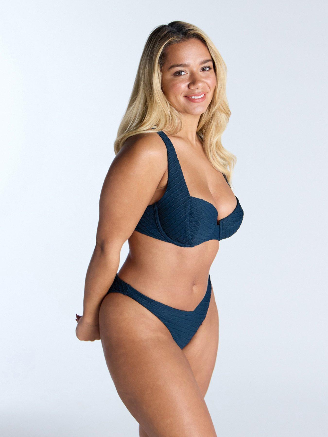 Image 4 of 5 of Boux Avenue Marguerite Texture Bikini Top - Navy