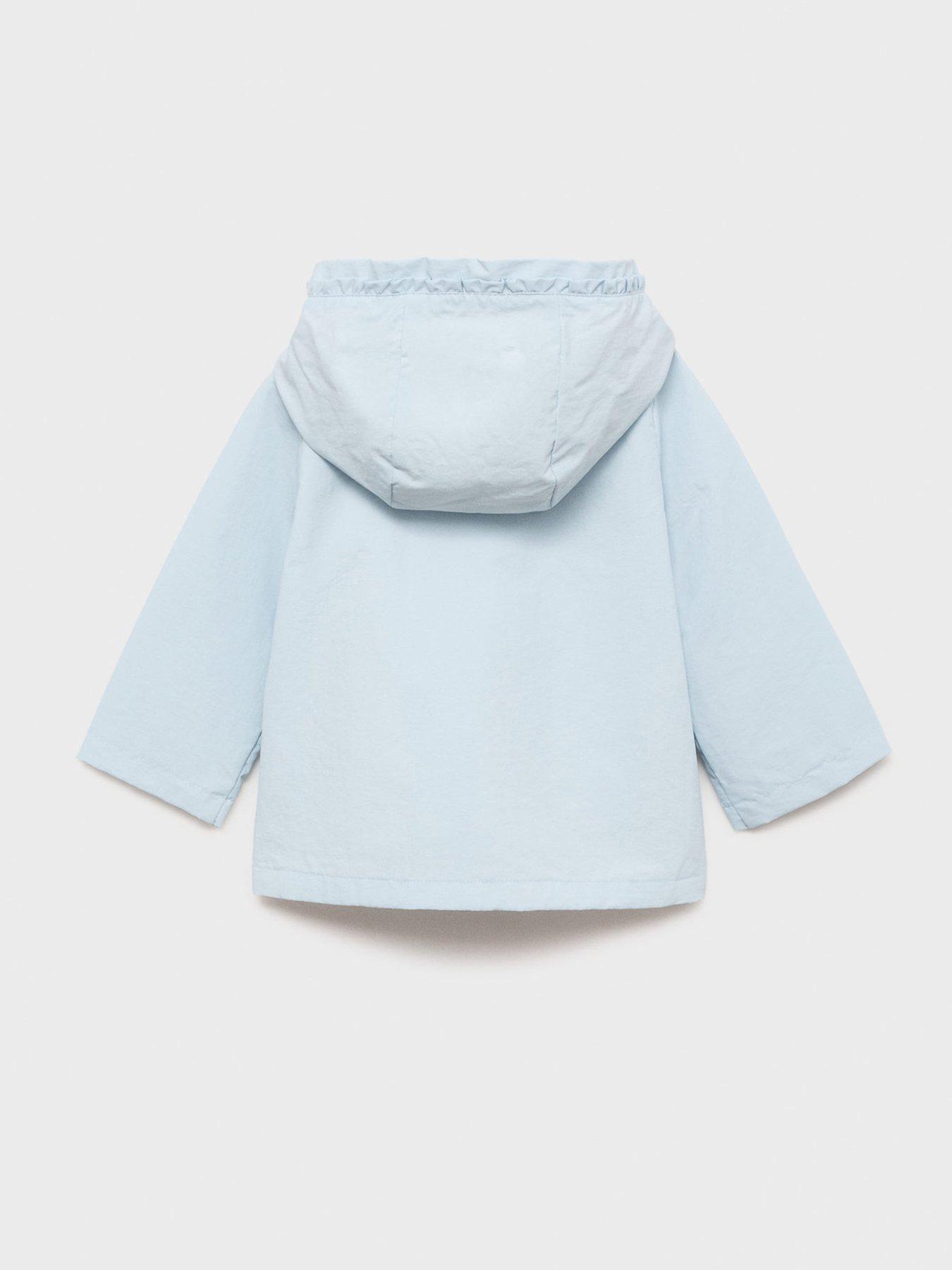  image of mango-younger-girls-frill-hooded-jacket-light-blue
