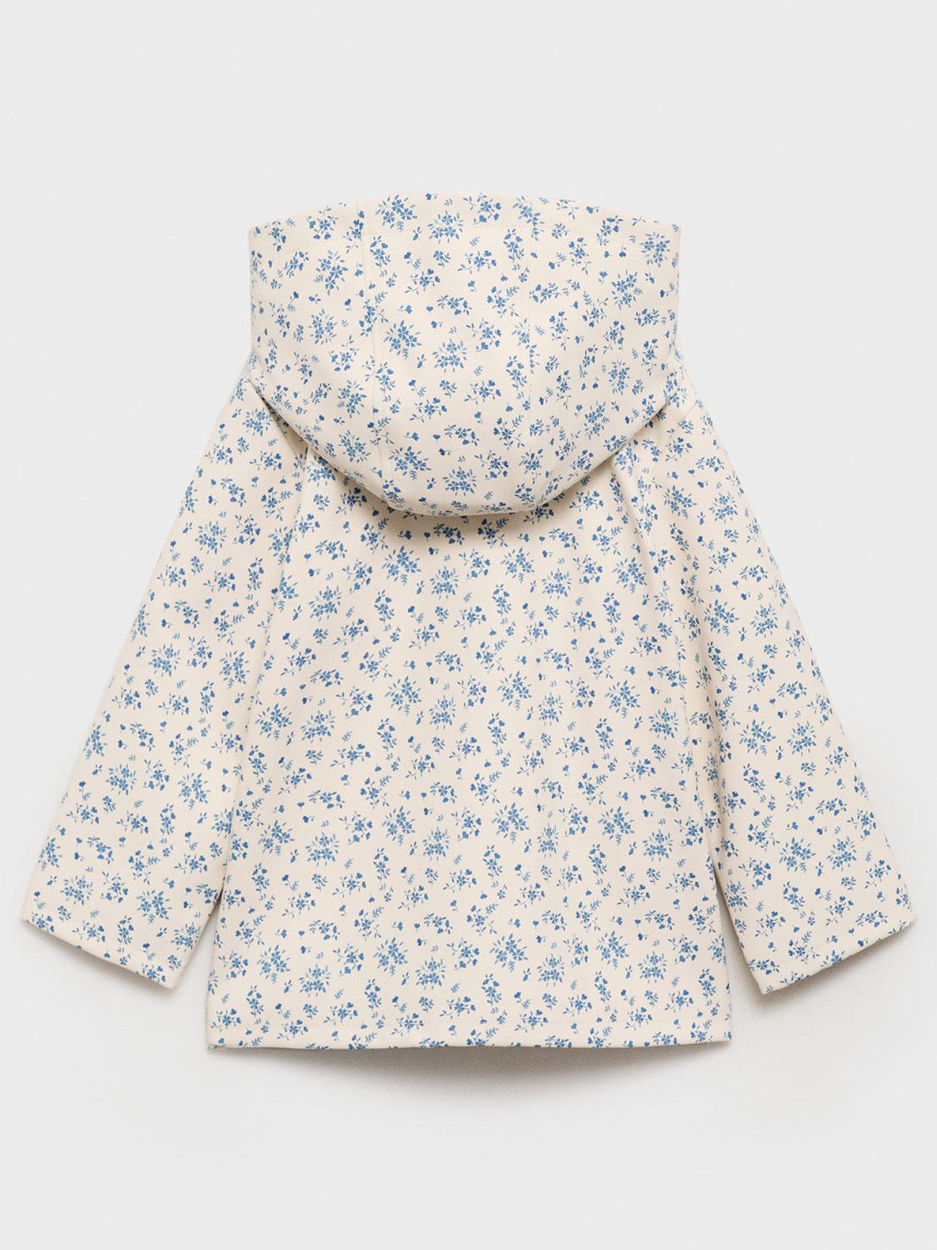  image of mango-younger-girls-floral-rubberised-rain-coat-light-cream