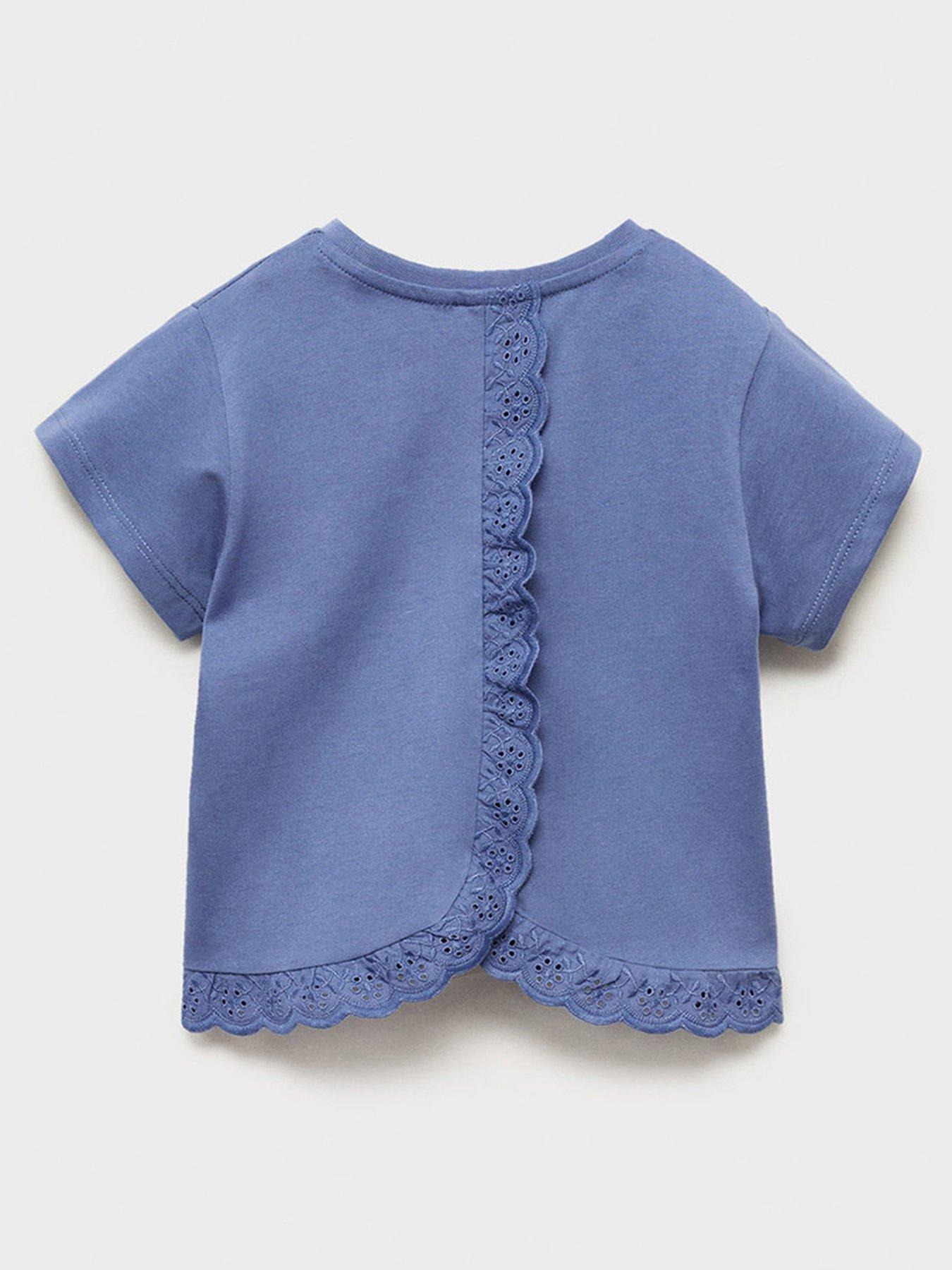  image of mango-younger-girls-frill-hem-short-sleeve-tshirt-blue