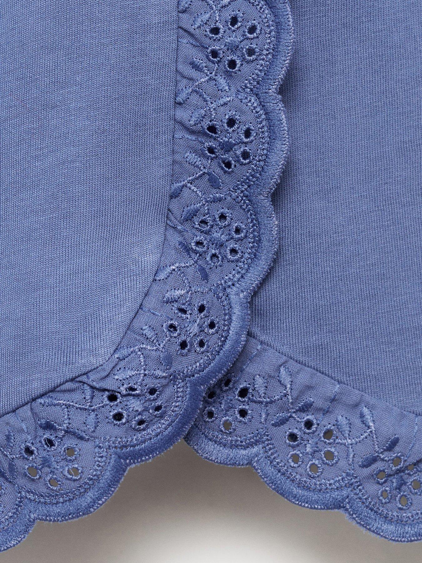  image of mango-younger-girls-frill-hem-short-sleeve-tshirt-blue