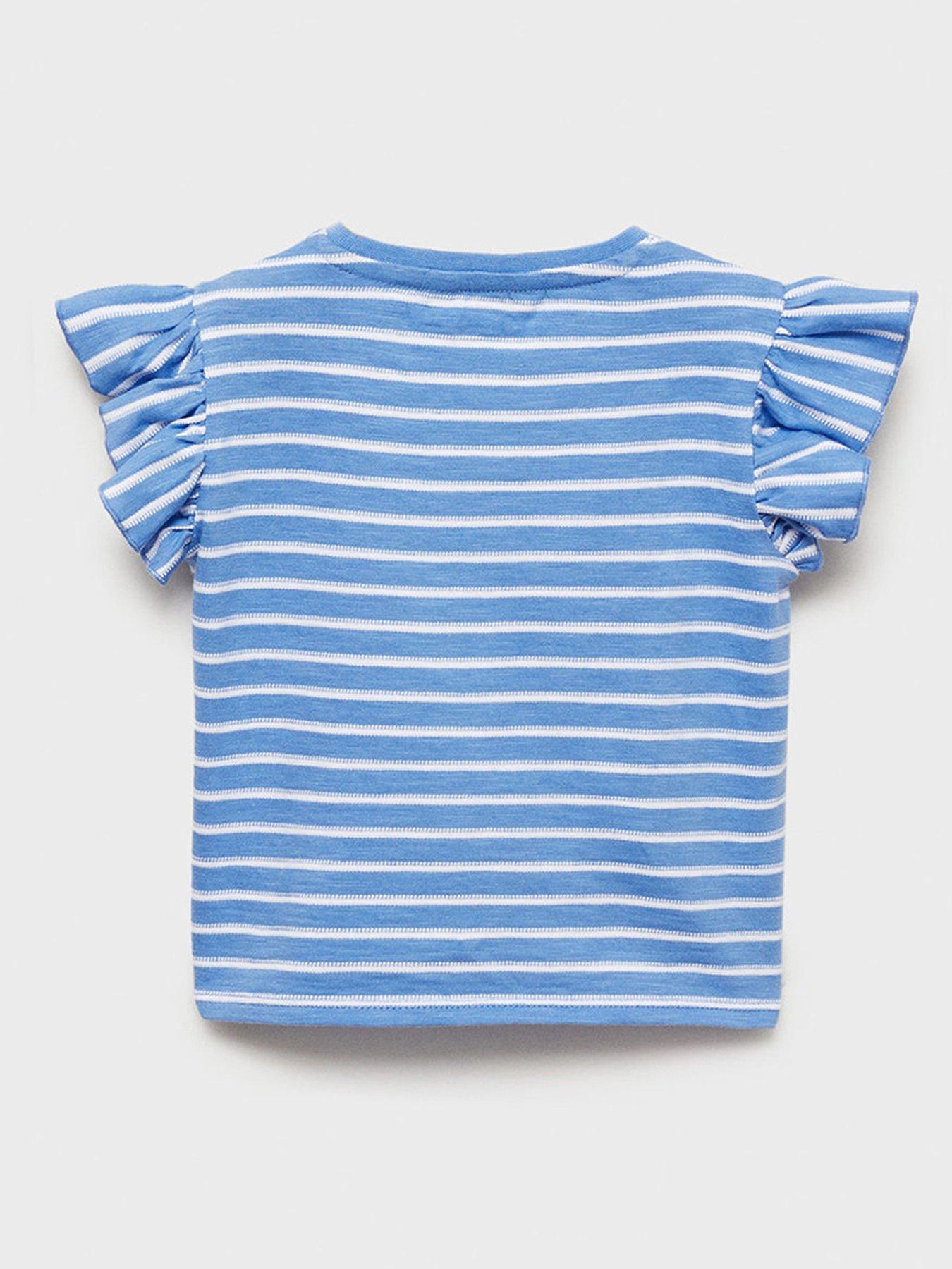  image of mango-younger-girls-stripe-short-sleeve-tshirt-blue