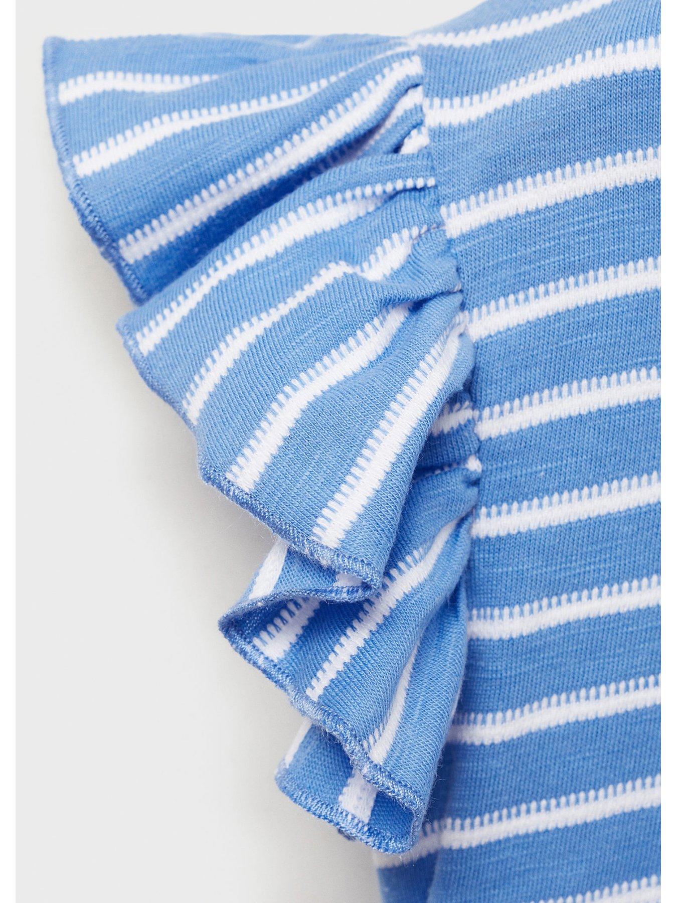  image of mango-younger-girls-stripe-short-sleeve-tshirt-blue