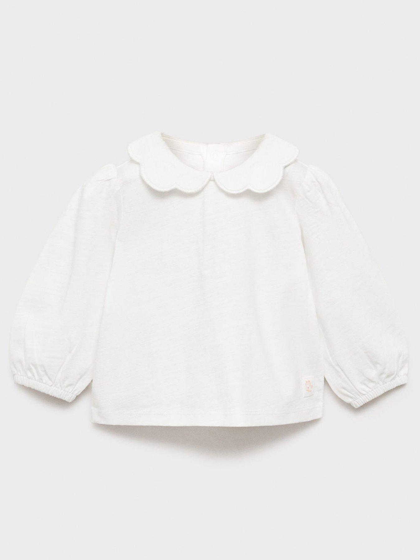  image of mango-baby-girls-collared-long-sleeve-tshirt-light-cream