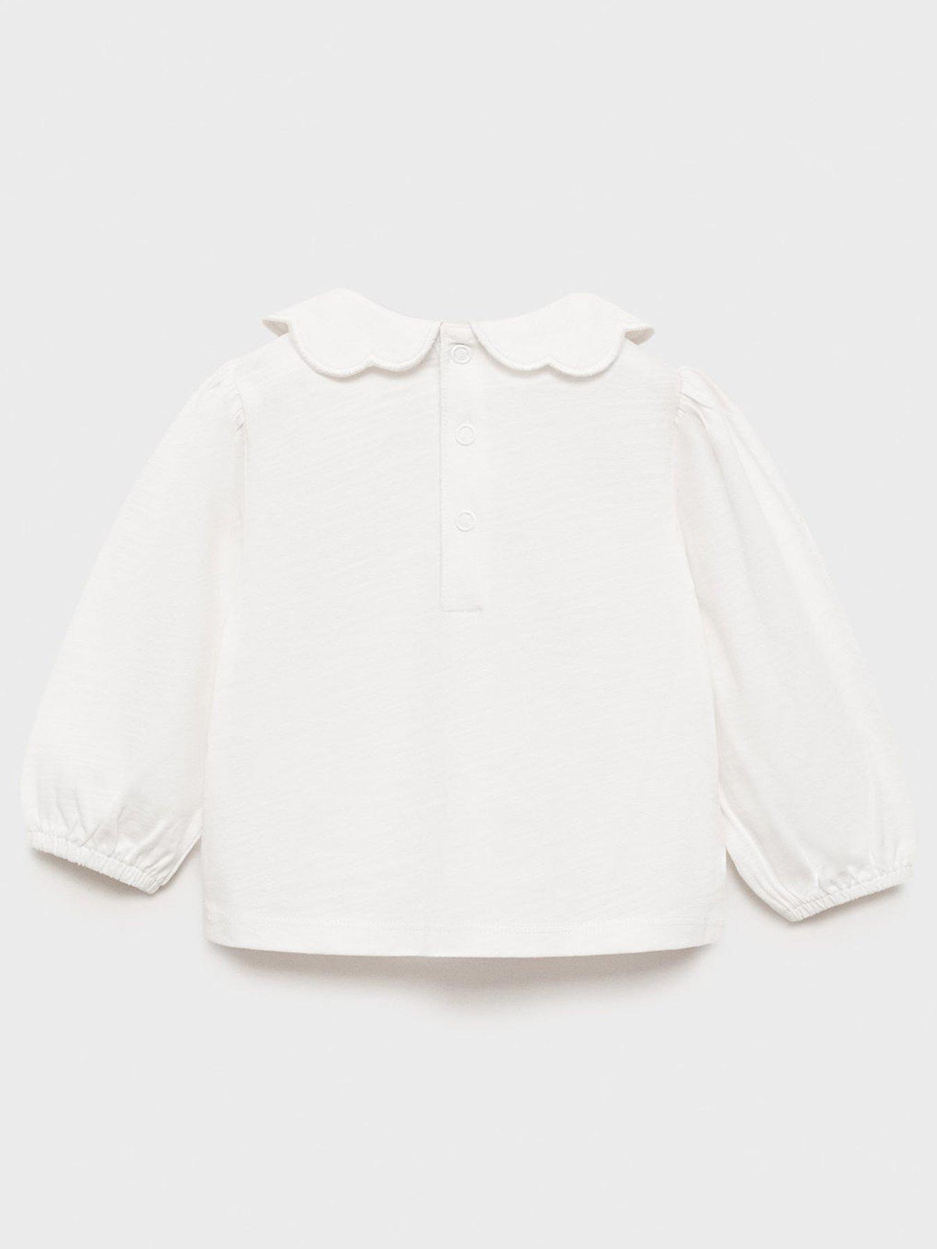  image of mango-baby-girls-collared-long-sleeve-tshirt-light-cream