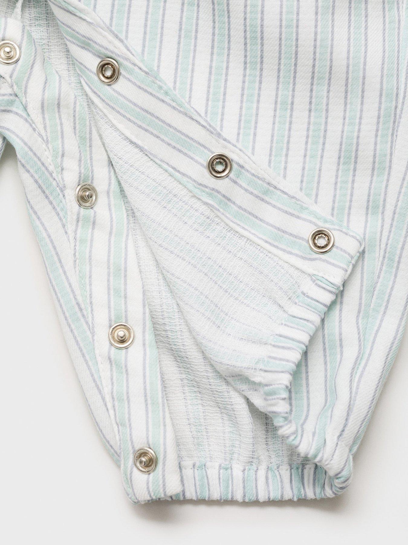  image of mango-baby-boys-striped-dungarees-light-green
