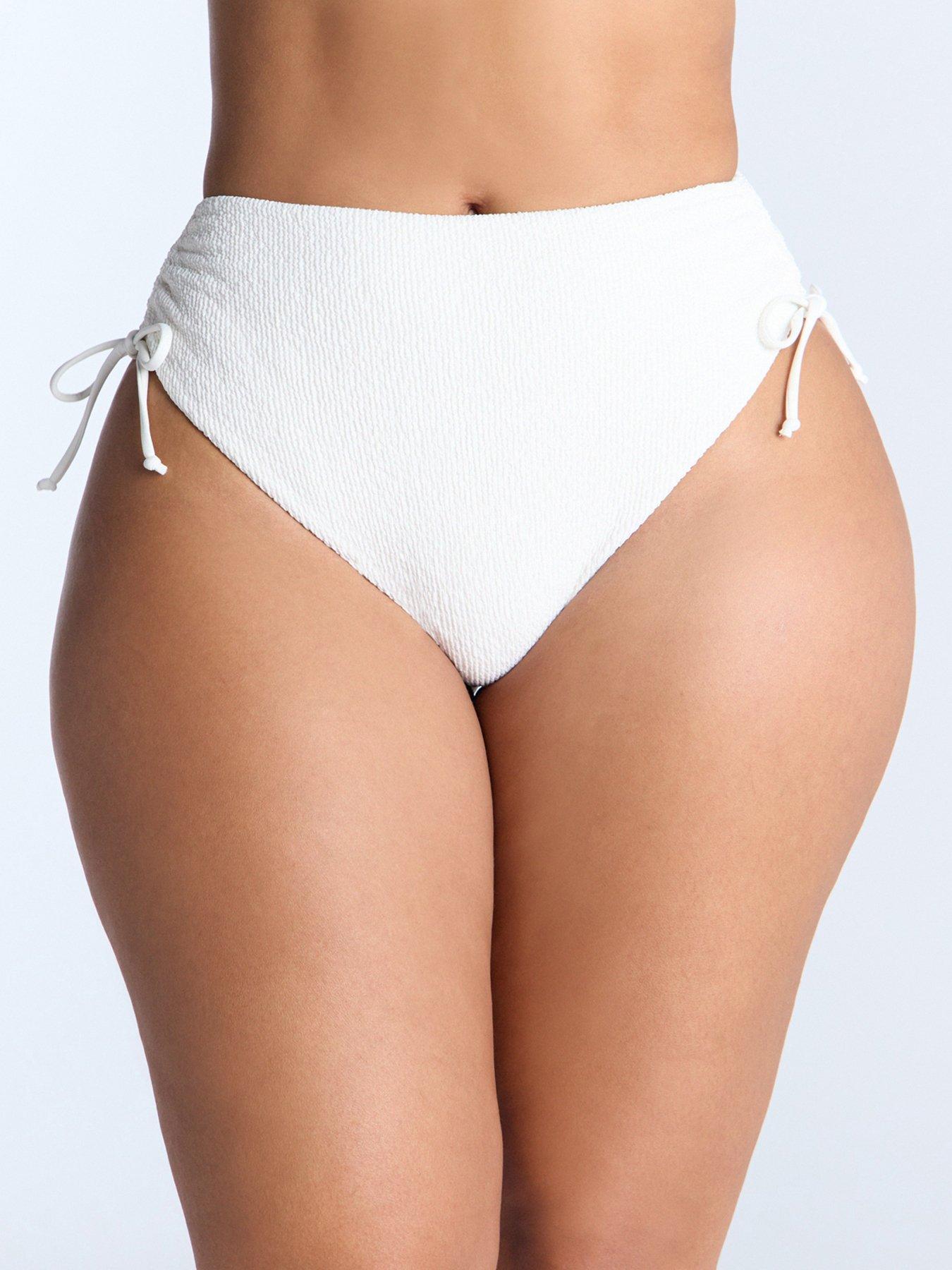 Boux Avenue Ibiza Texture Ruched High Waisted Briefs - Ecru