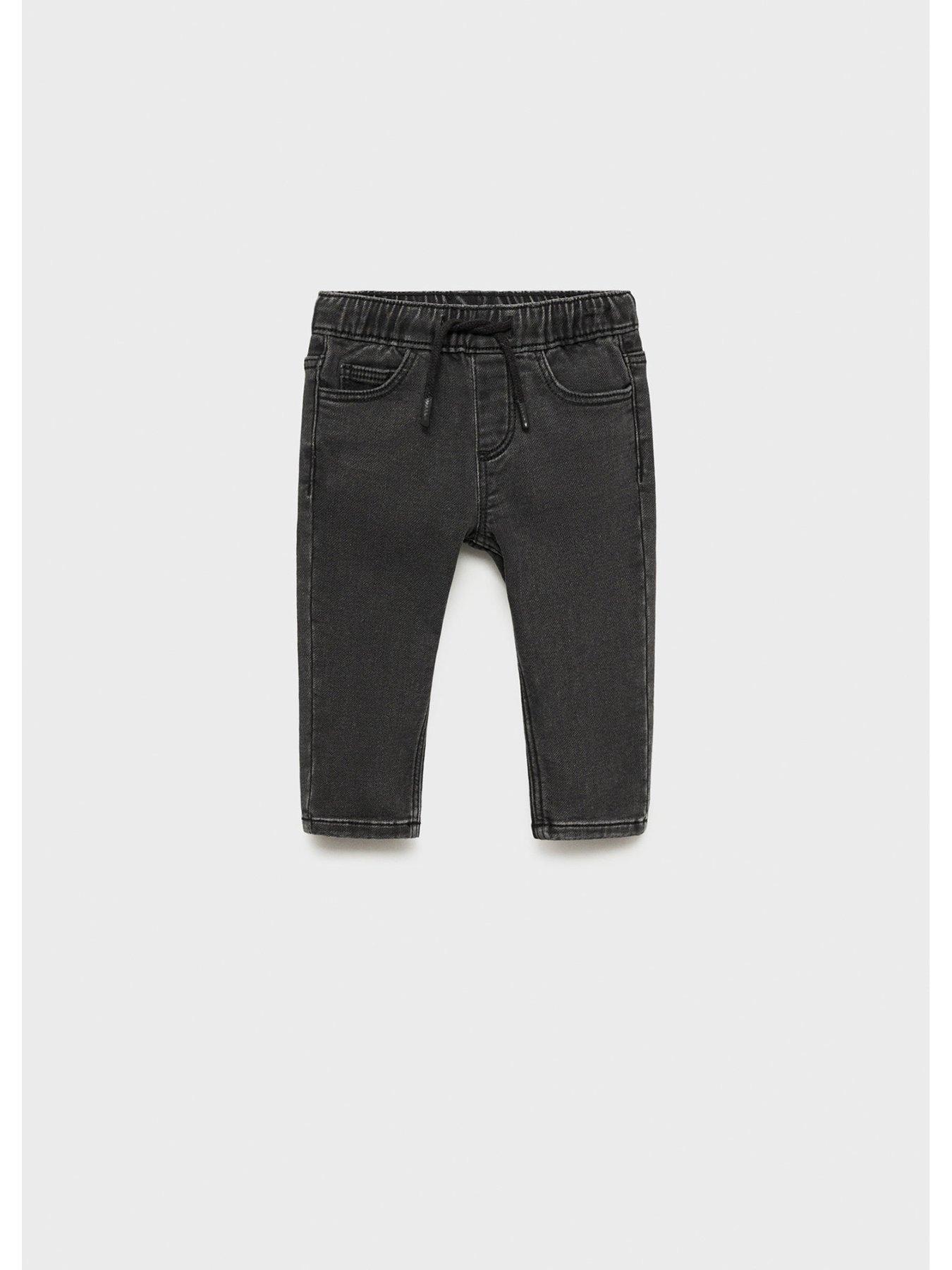  image of mango-younger-boys-elasticated-waist-jeans-black