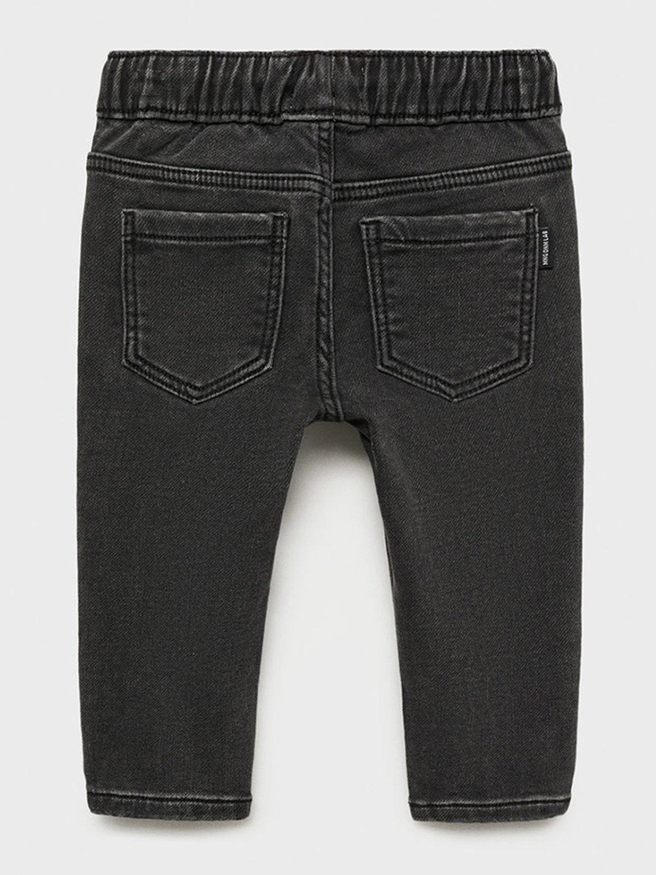  image of mango-younger-boys-elasticated-waist-jeans-black