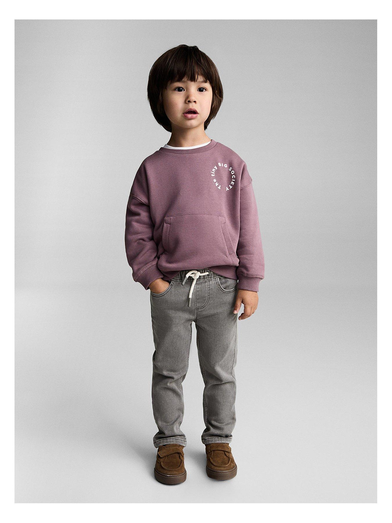  image of mango-younger-boys-elasticated-waist-jeans-grey