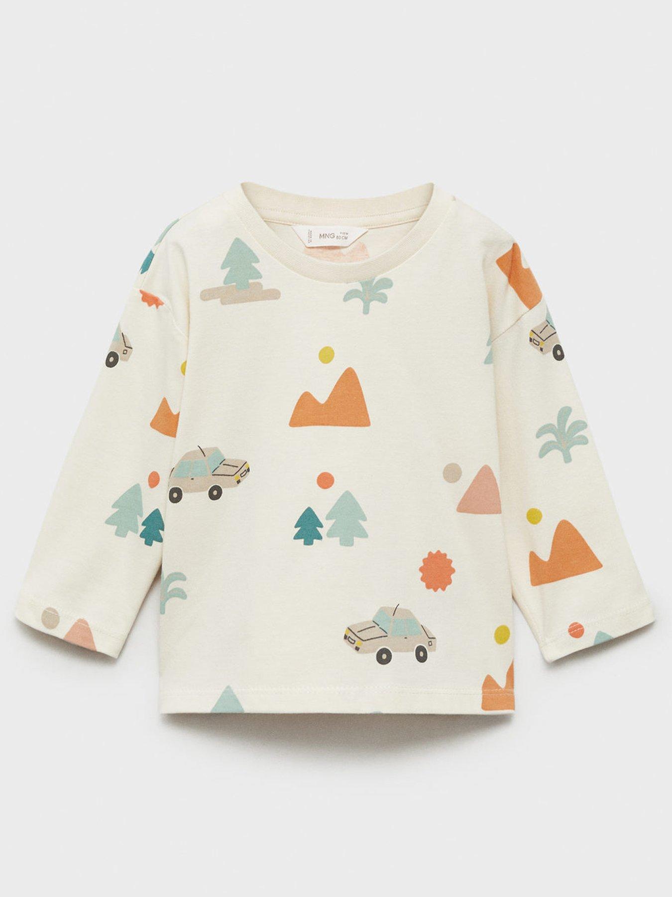  image of mango-younger-boys-car-long-sleeve-tshirt-cream