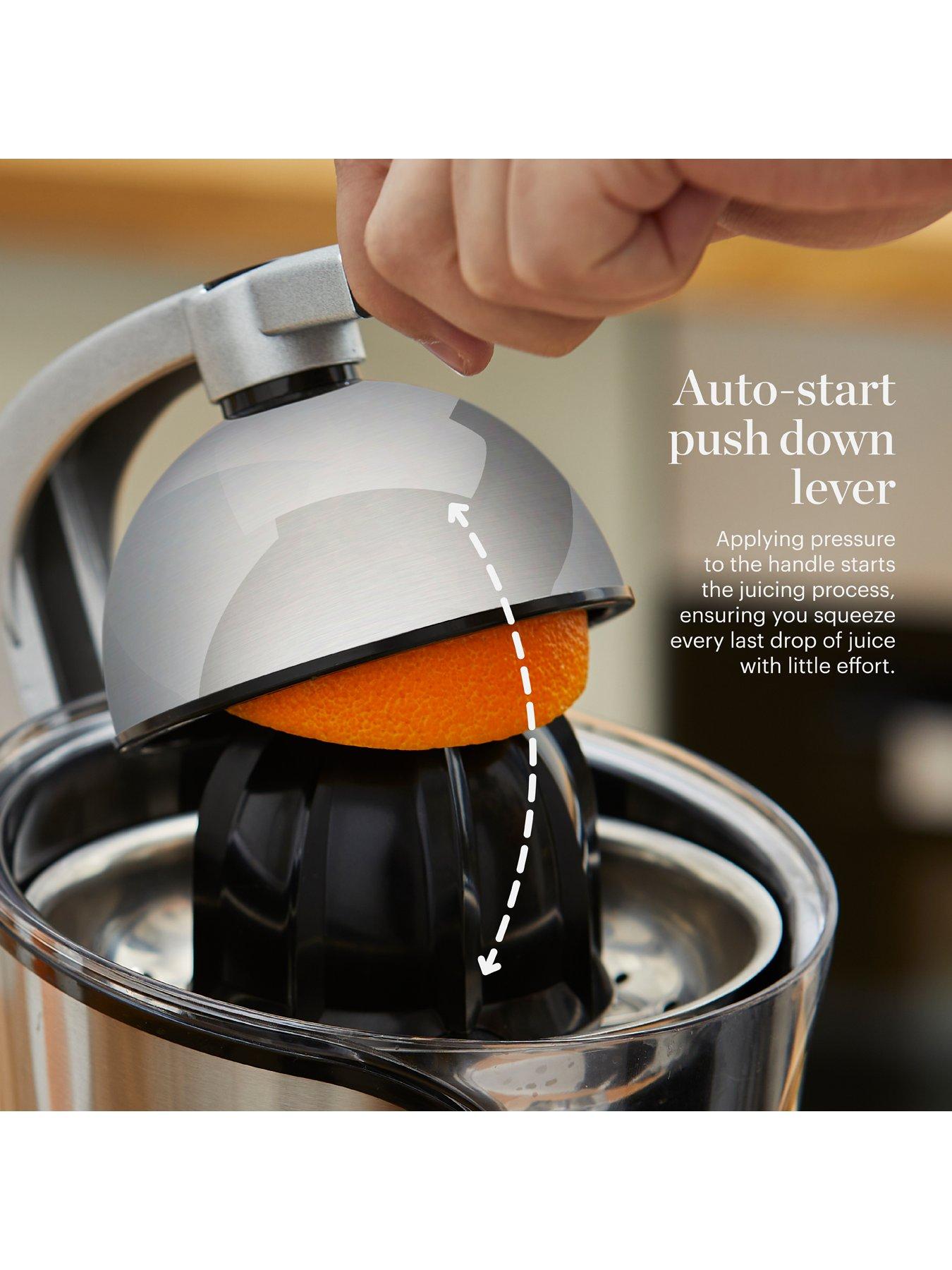  image of good-food-by-tower-gf12016-citrus-juicer-with-dual-cones-100w-stainless-steel