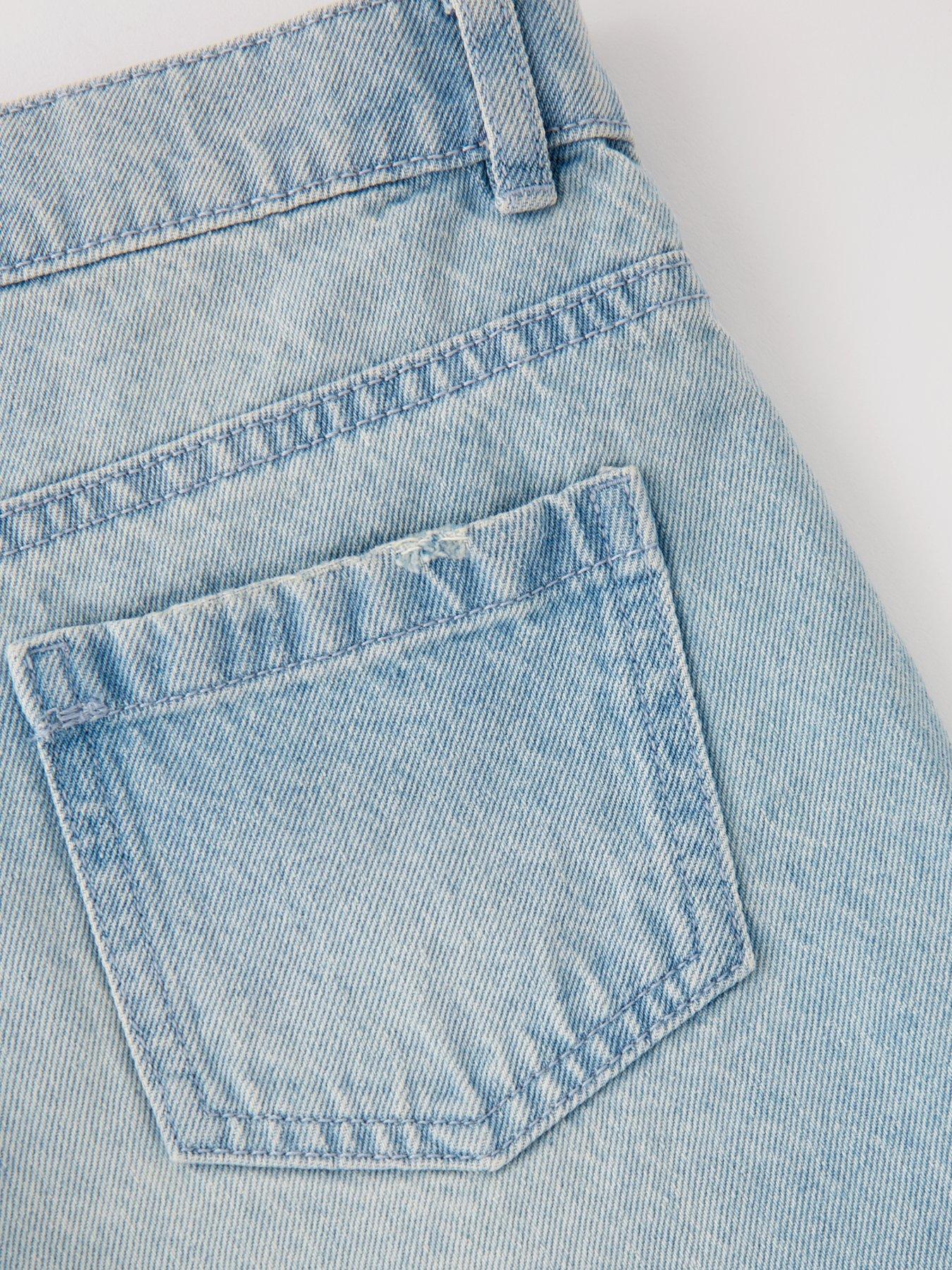 image of v-by-very-girls-star-embossed-denim-shorts-blue