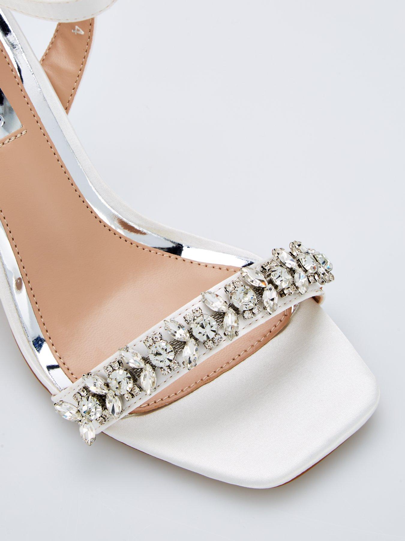  image of raid-be-mine-wide-fit-neha-heeled-sandals-ivory-satin